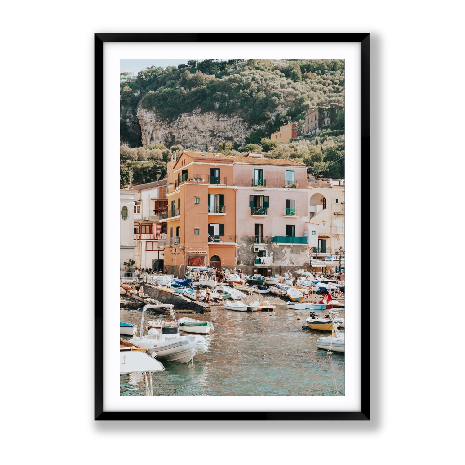 Boatyard Bliss fine art print, Sorrento, Italy, Gallery, Black Frame · Matboard, Fine Art Print