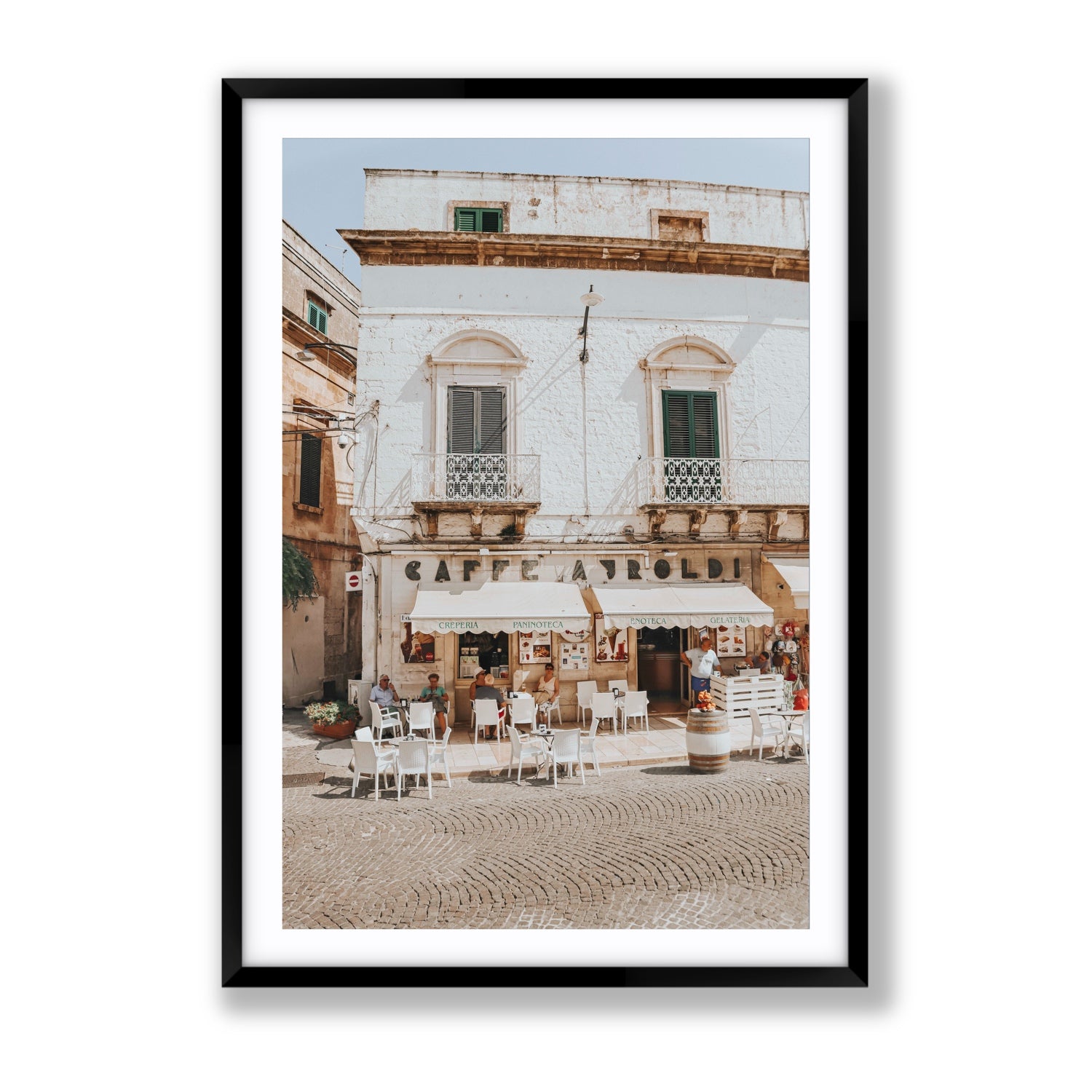 L'Ora di Pranzo Puglia L’Ora di Pranzo Italian art print Gallery fine art print in black frame with matboard
