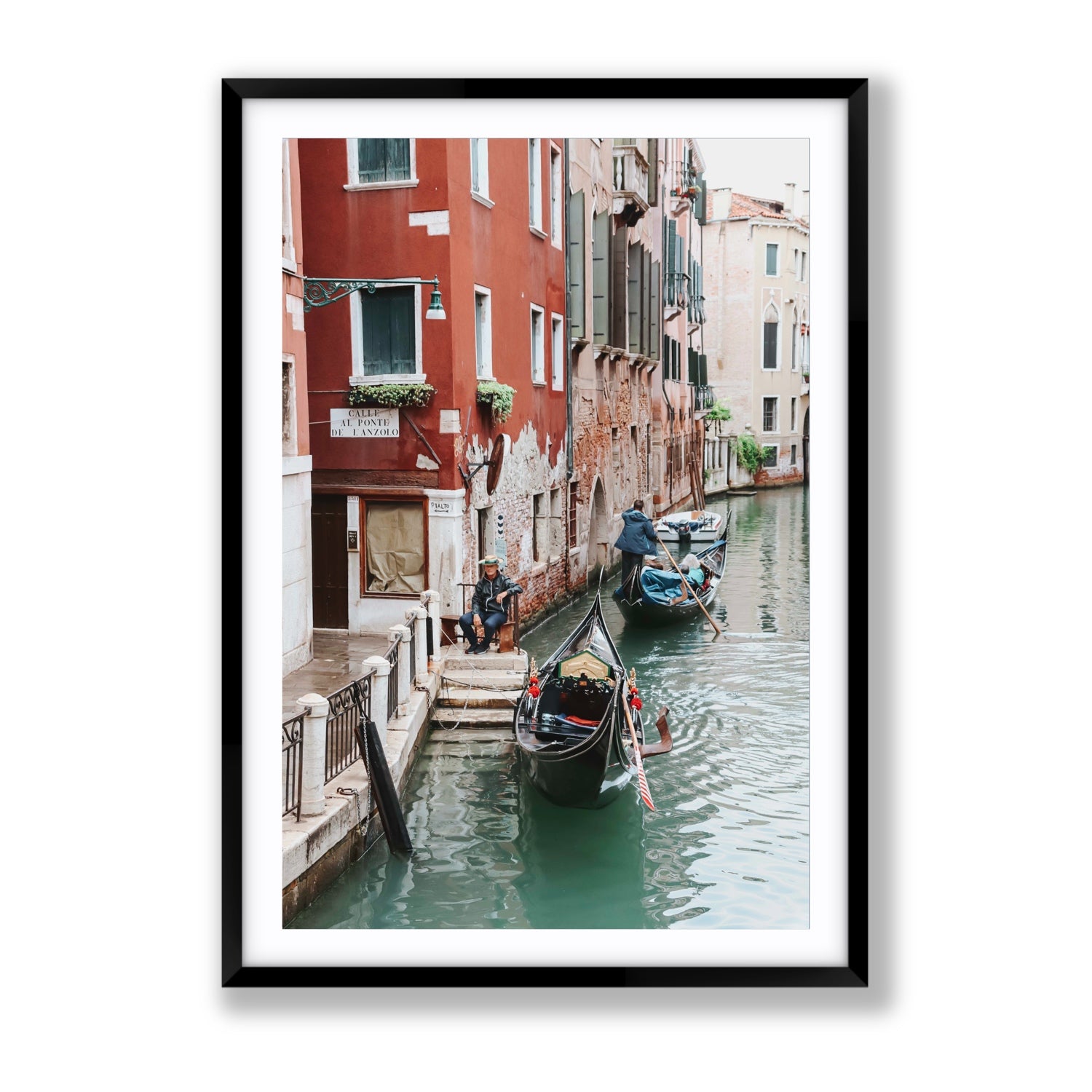 The Merchant Venice Canal Italian wall art Gallery fine art print in black frame with matboard
