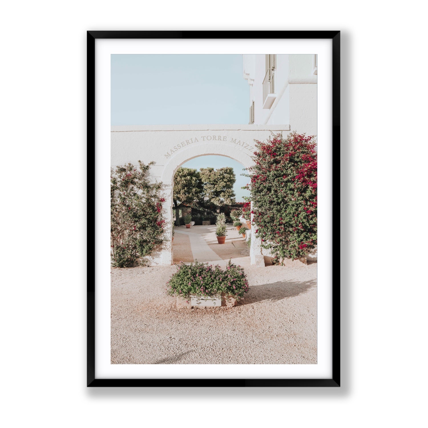 Torre Maizza Puglia Italian wall art Gallery fine art print in black frame with matboard