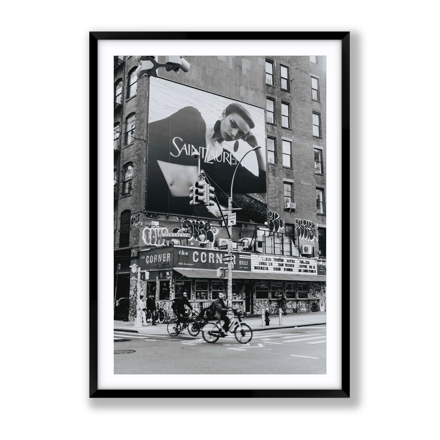Runway To Rooftops New York NYC Black & White wall art Gallery fine art print in black frame with matboard