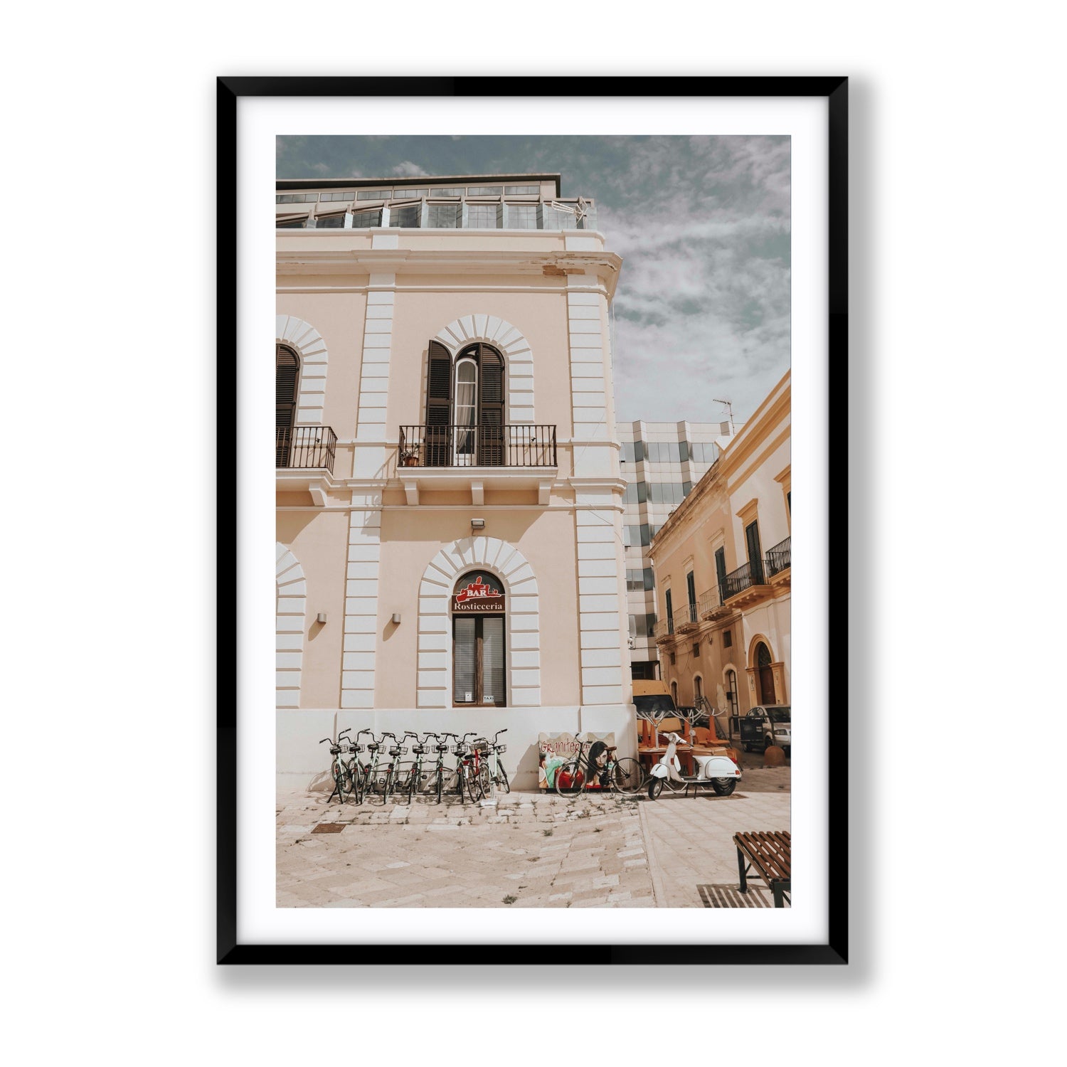 Rosticceria Puglia Italian wall art Gallery fine art print in black frame with matboard