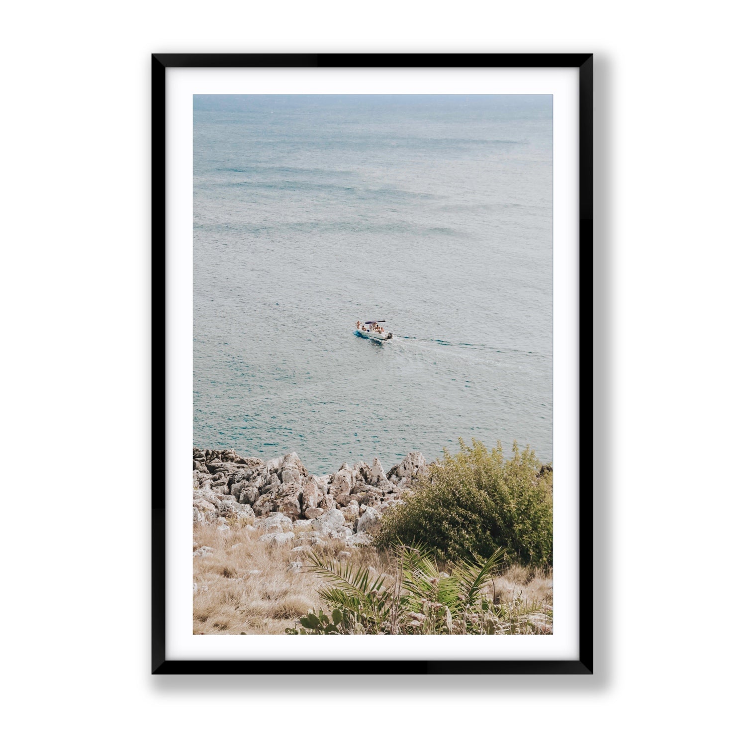 Puglian Departure Puglia coastal Italian wall art Gallery fine art print in black frame with matboard