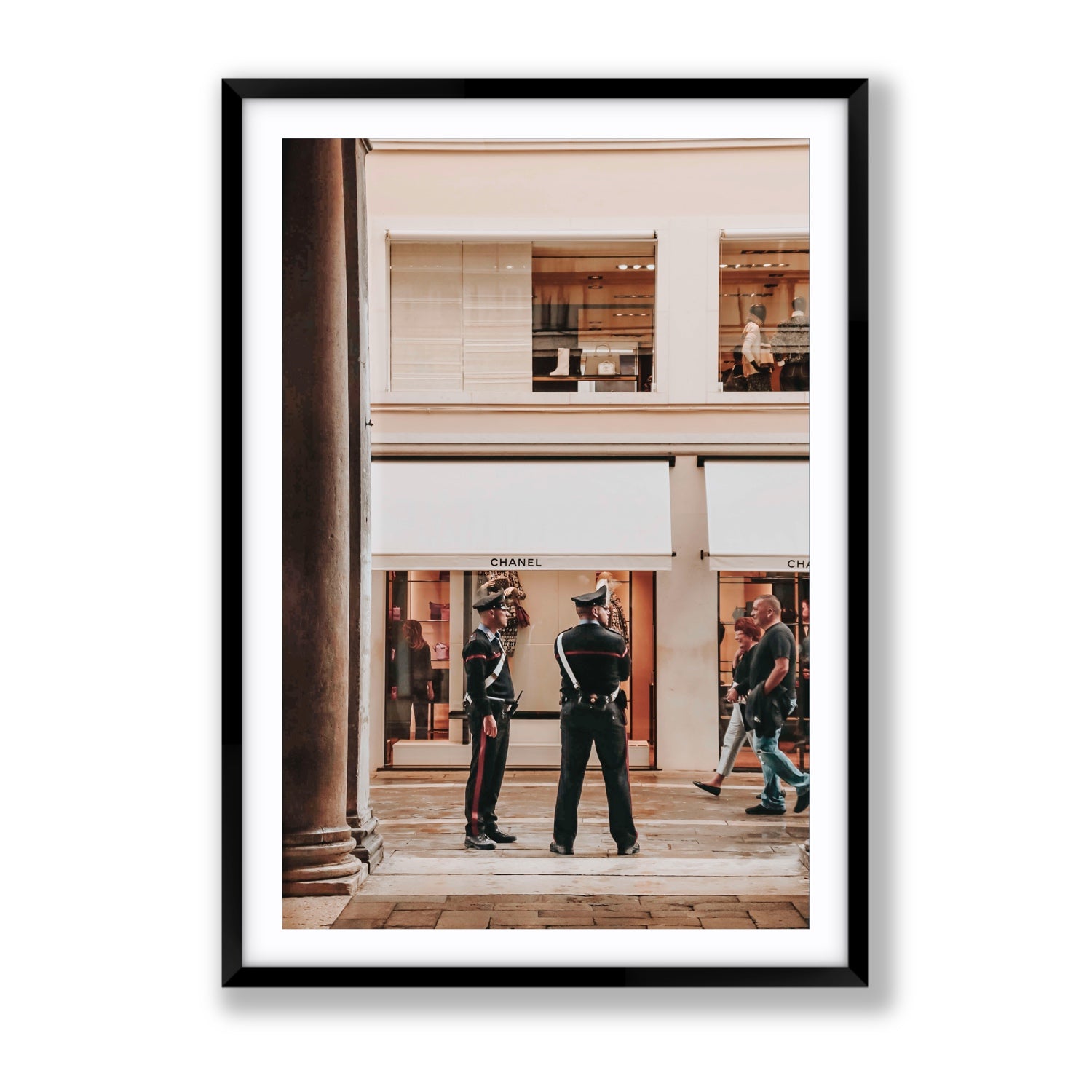 Style Police Venice Italian wall art Gallery fine art print in black frame with matboard