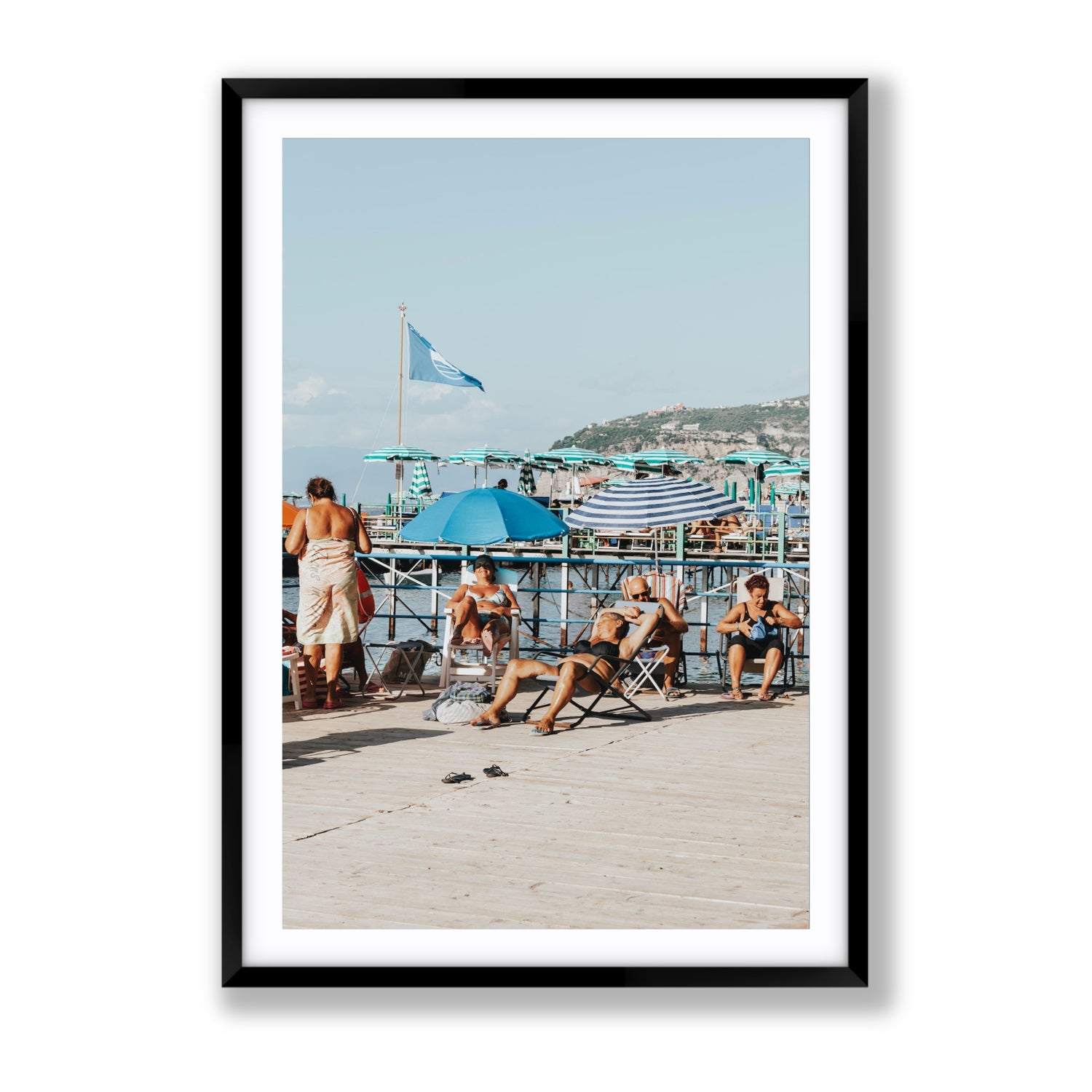 The Golden Years Sorrento Italian wall art Gallery fine art print in black frame with matboard