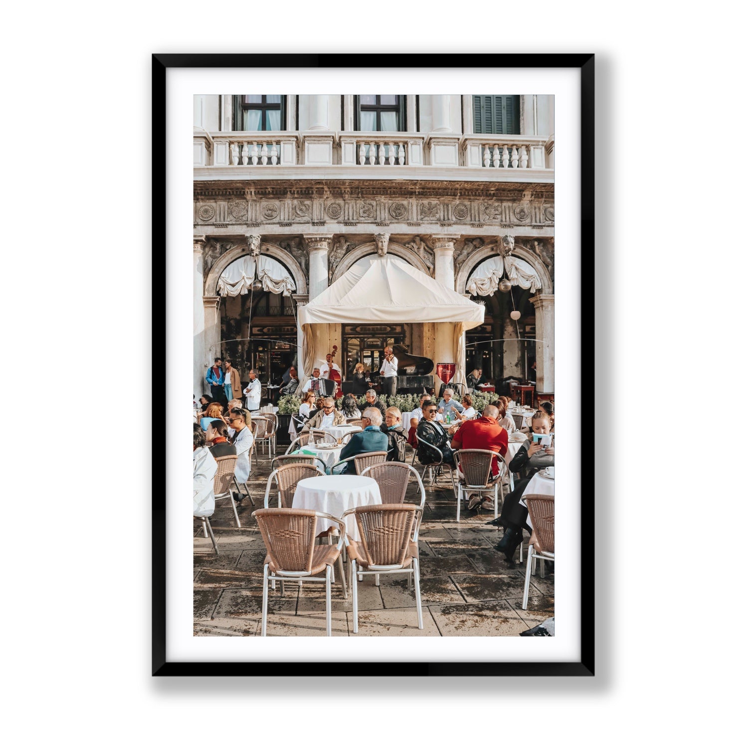 Piazza San Marco Venice Italian wall art Gallery fine art print in black frame with matboard