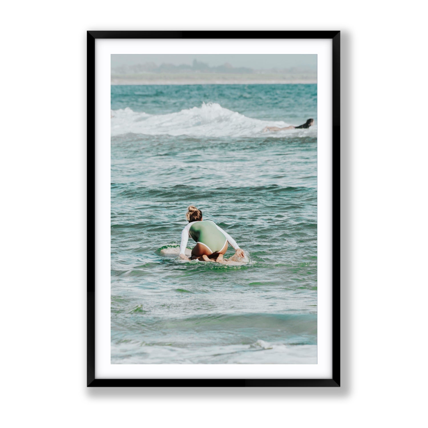 Quincy Byron Bay Surf coastal wall art Gallery fine art print in black frame with matboard