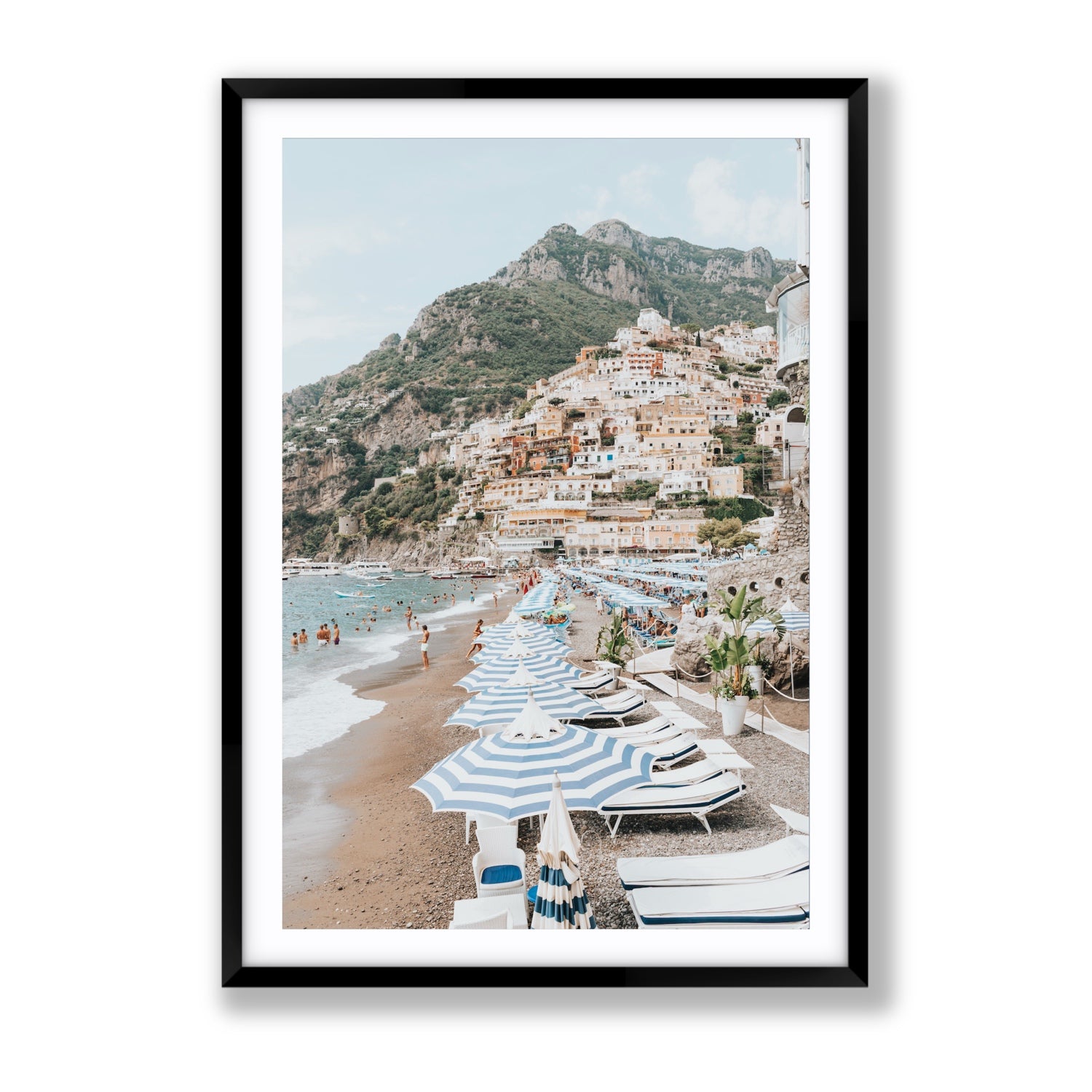 The Cliffside Village fine art print, Positano, Italy, Gallery, Black Frame · Matboard, Fine Art Print