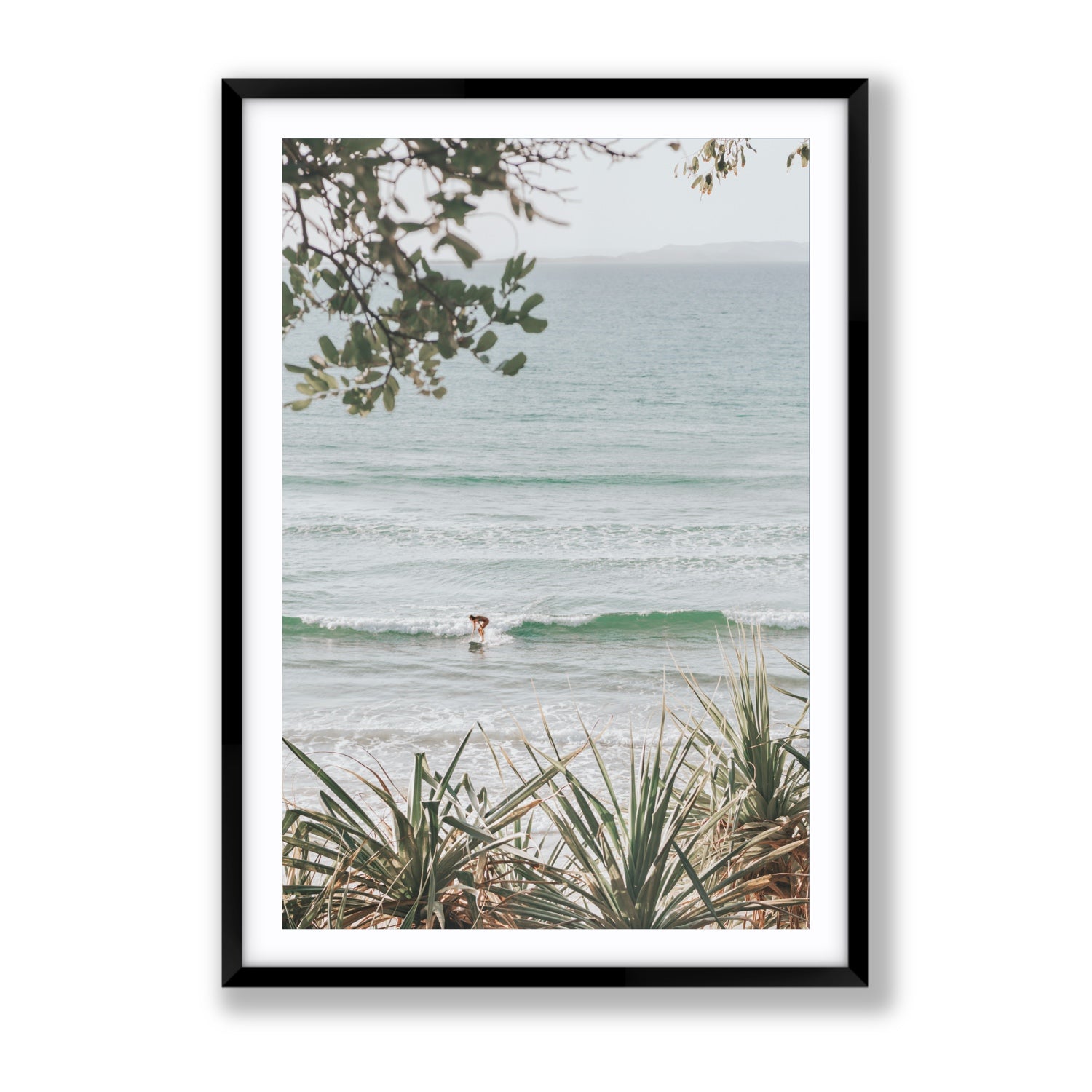 Dream Boat fine art print, Noosa, Australia, coastal scenes artwork, Gallery, Black Frame · Matboard, Fine Art Print