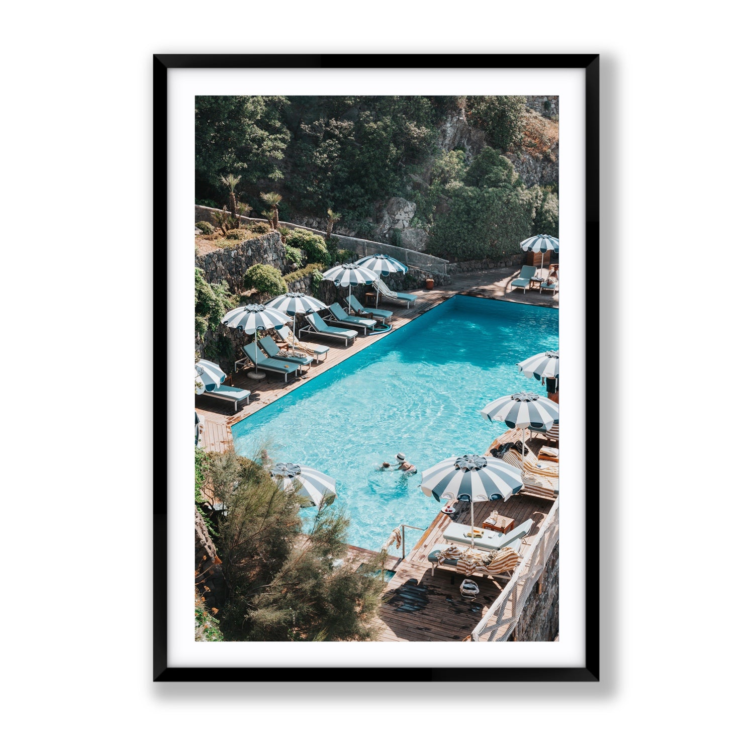 Poolside Paradise fine art print, Ischia, Italy, Gallery, Black Frame · Matboard, Fine Art Print