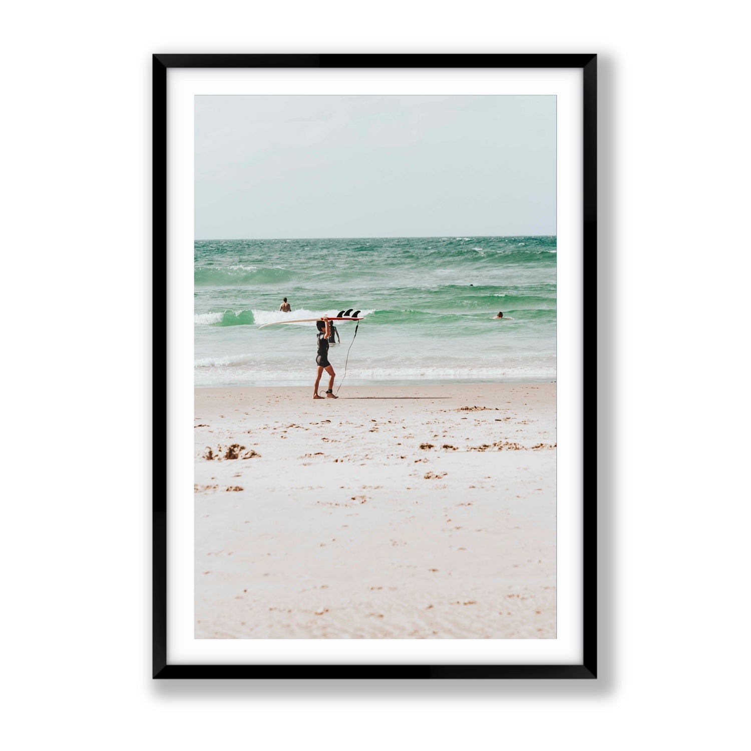 Grommet Byron Bay Surf coastal wall art Gallery fine art print in black frame with matboard