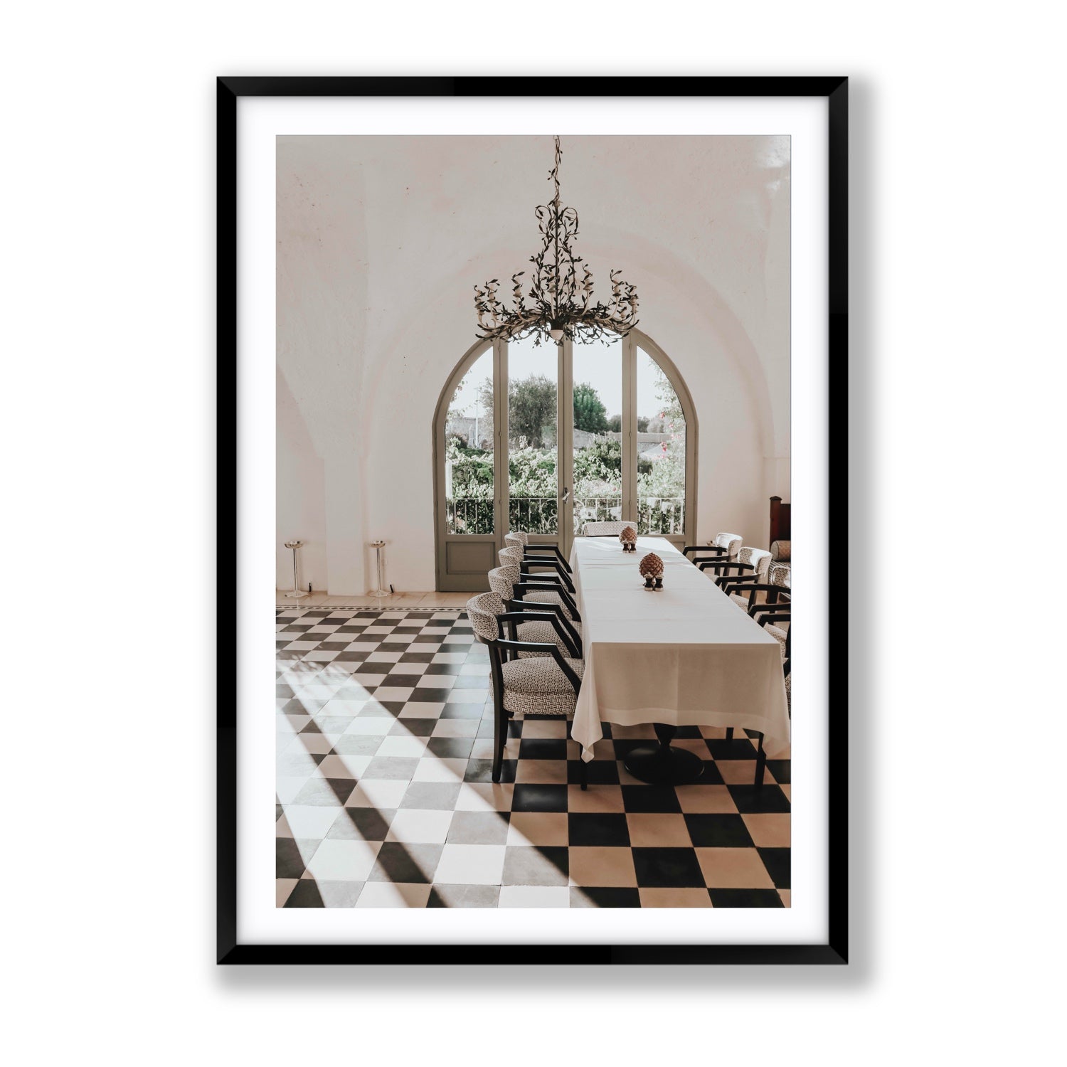 Sunbeam Feast Puglia Wall Italian fine art print Gallery fine art print in black frame with matboard