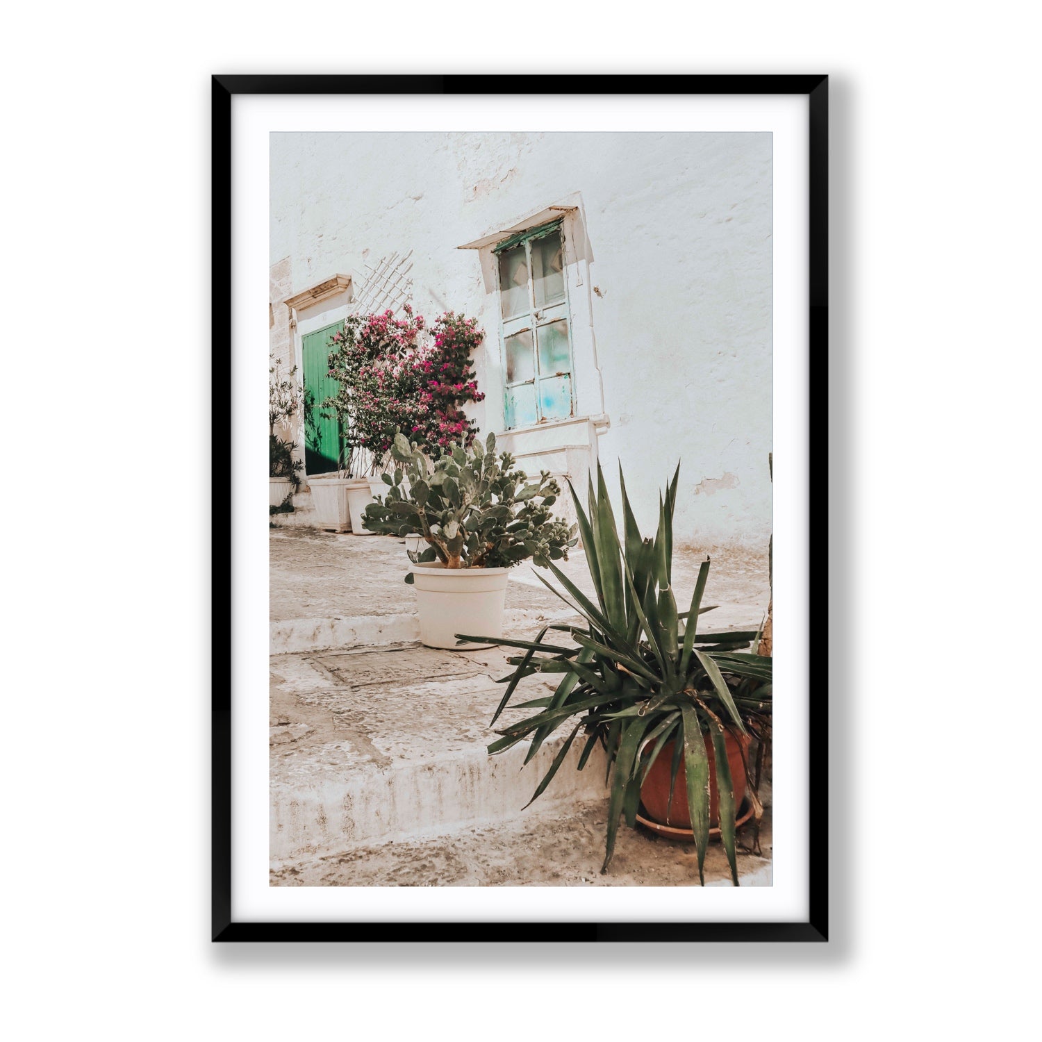 Giardino Segreto Puglia Ostuni wall art Gallery fine art print in black frame with matboard
