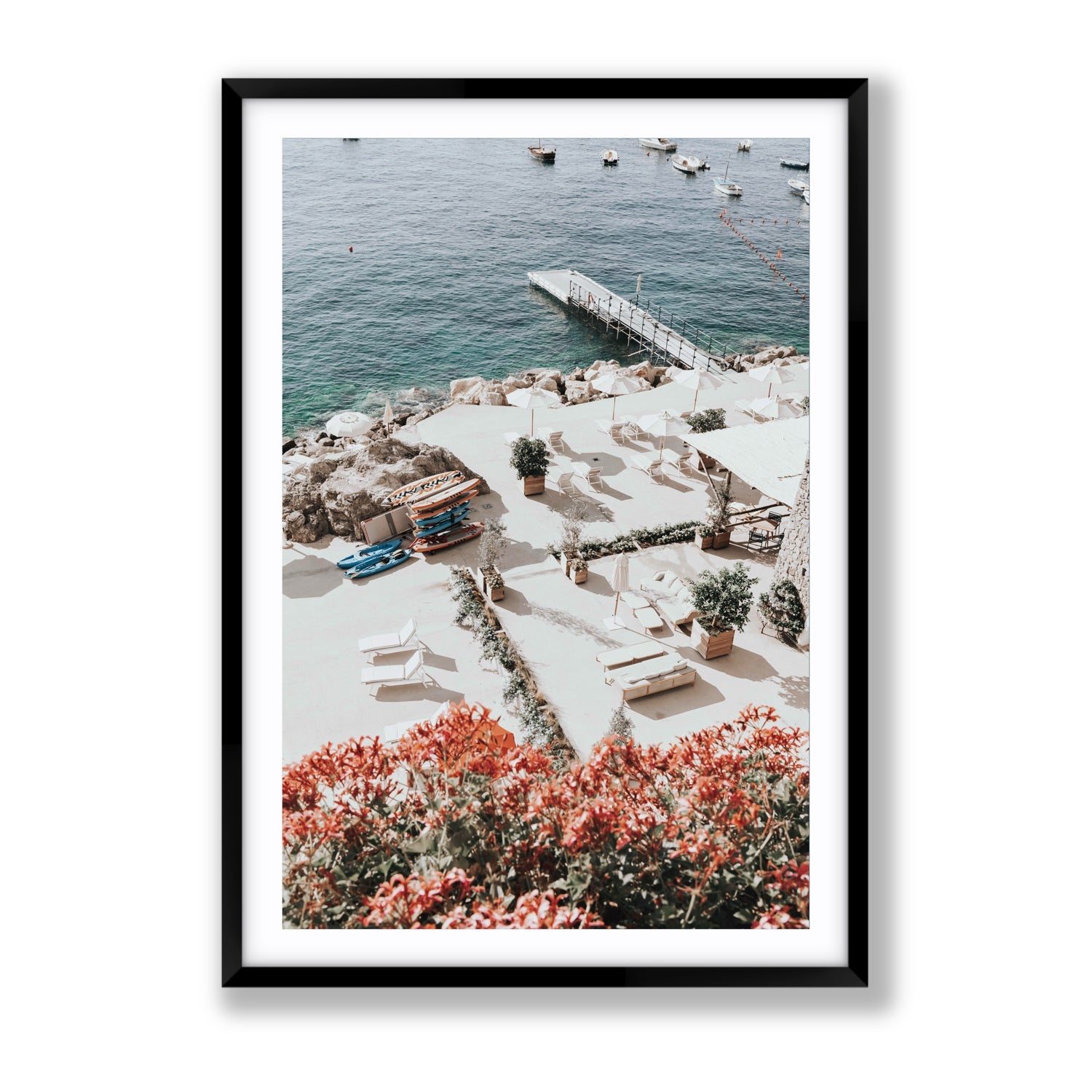 A Work of Art Amalfi coastal wall art Gallery fine art print in black frame with matboard