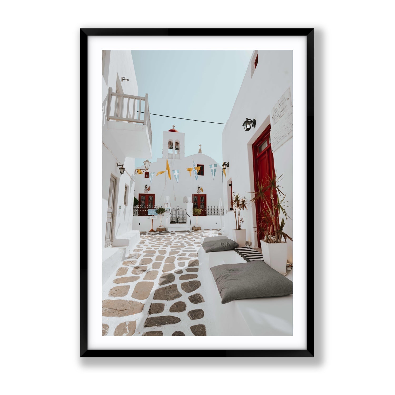 Cycladic Charm fine art print, Mykonos, Greece, Gallery, Black Frame · Matboard, Fine Art Print