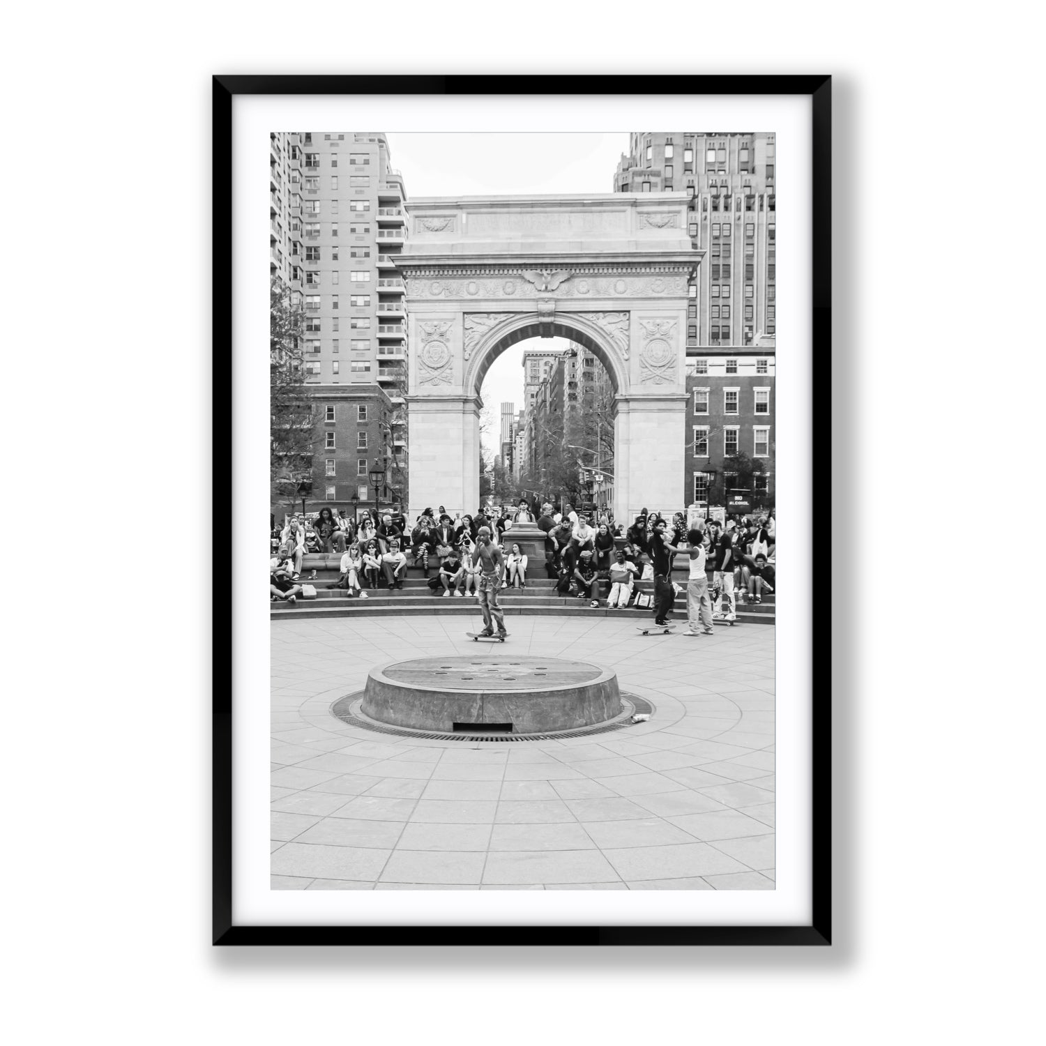 Concrete Conqueror New York NYC Skateboard wall art Gallery fine art print in black frame with matboard
