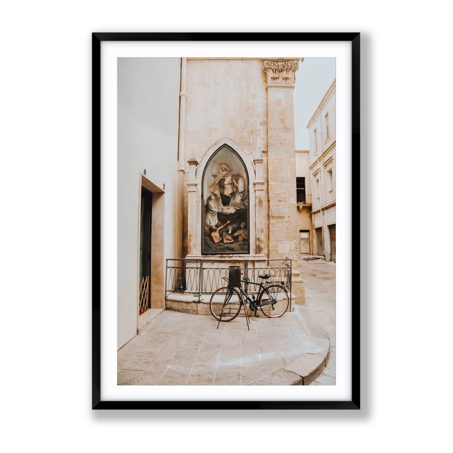 La Chiesa Puglia Otranto Italian wall art Gallery fine art print in black frame with matboard