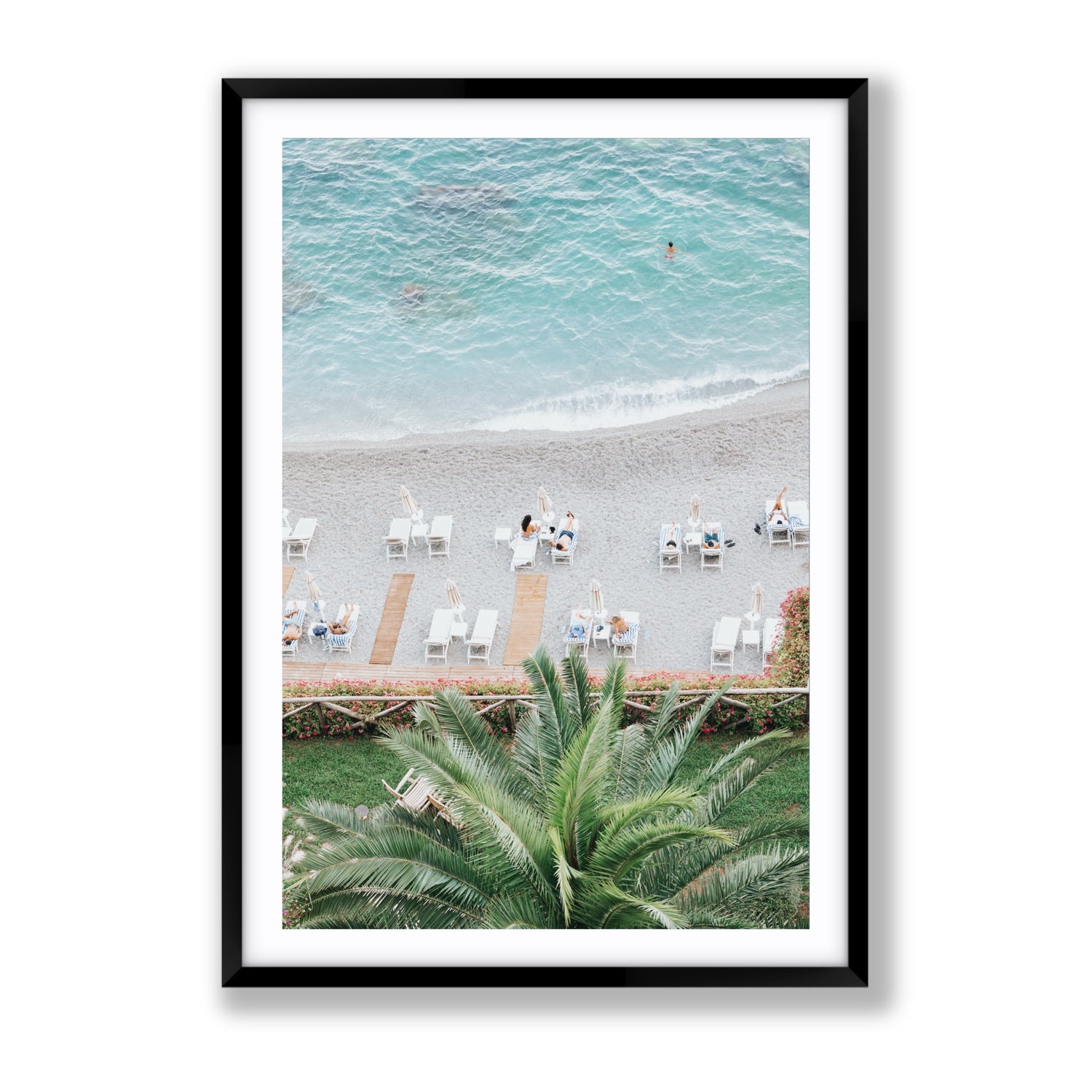 Paradiso Amalfi Mediterranean wall art Gallery fine art print in black frame with matboard