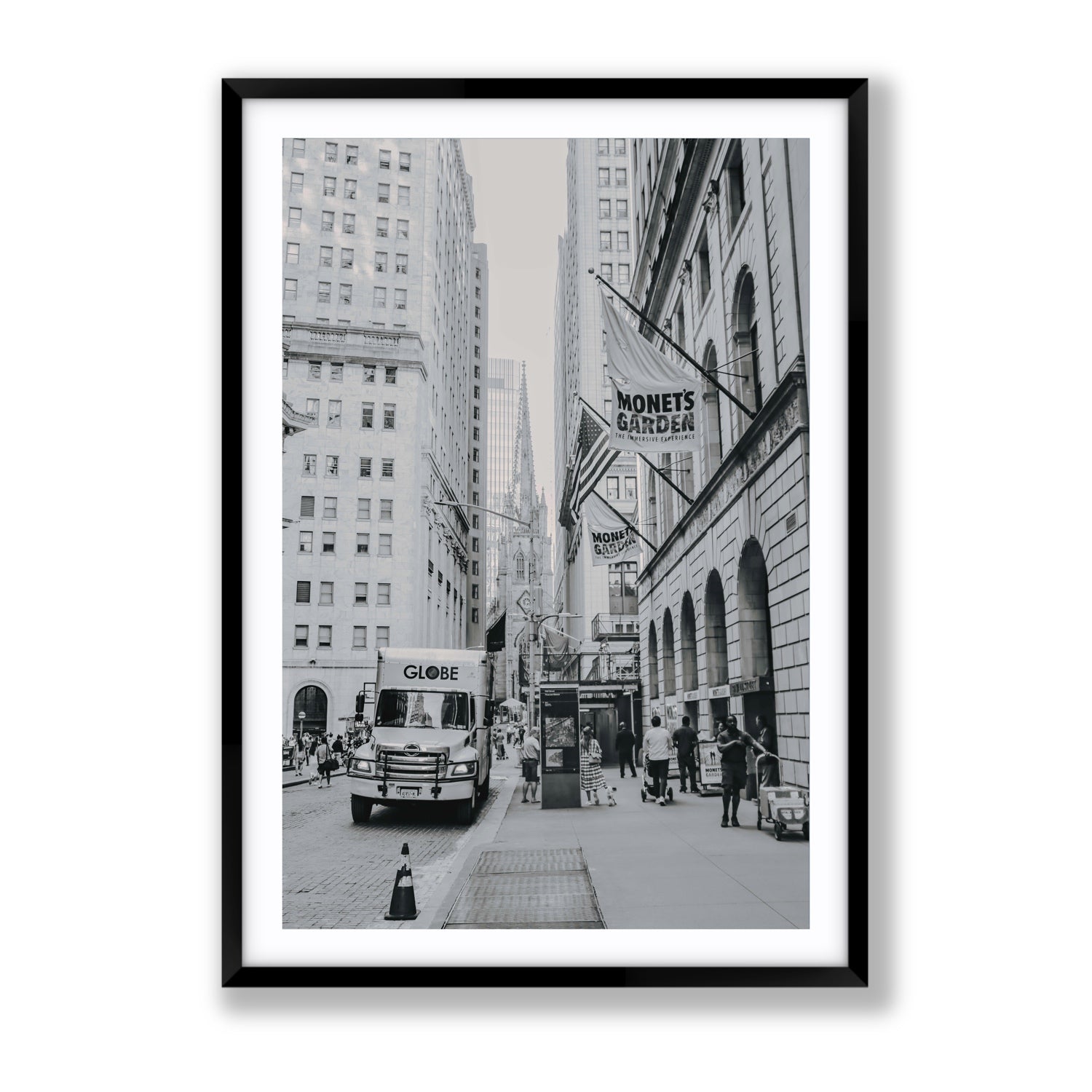 Metropolitan Monotone New York NYC Black & White wall art Gallery fine art print in black frame with matboard