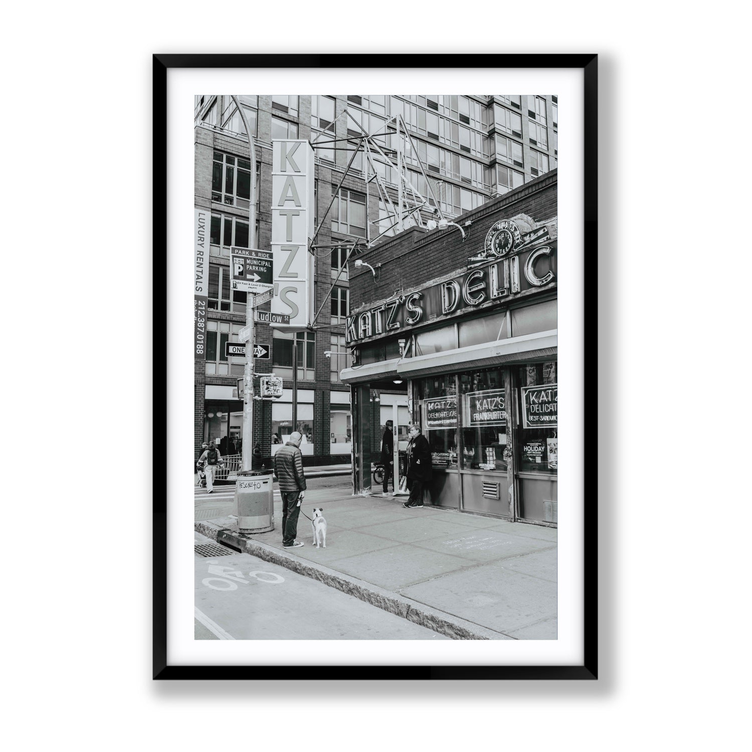 Graphite Gotham New York NYC Black & White wall art Gallery fine art print in black frame with matboard