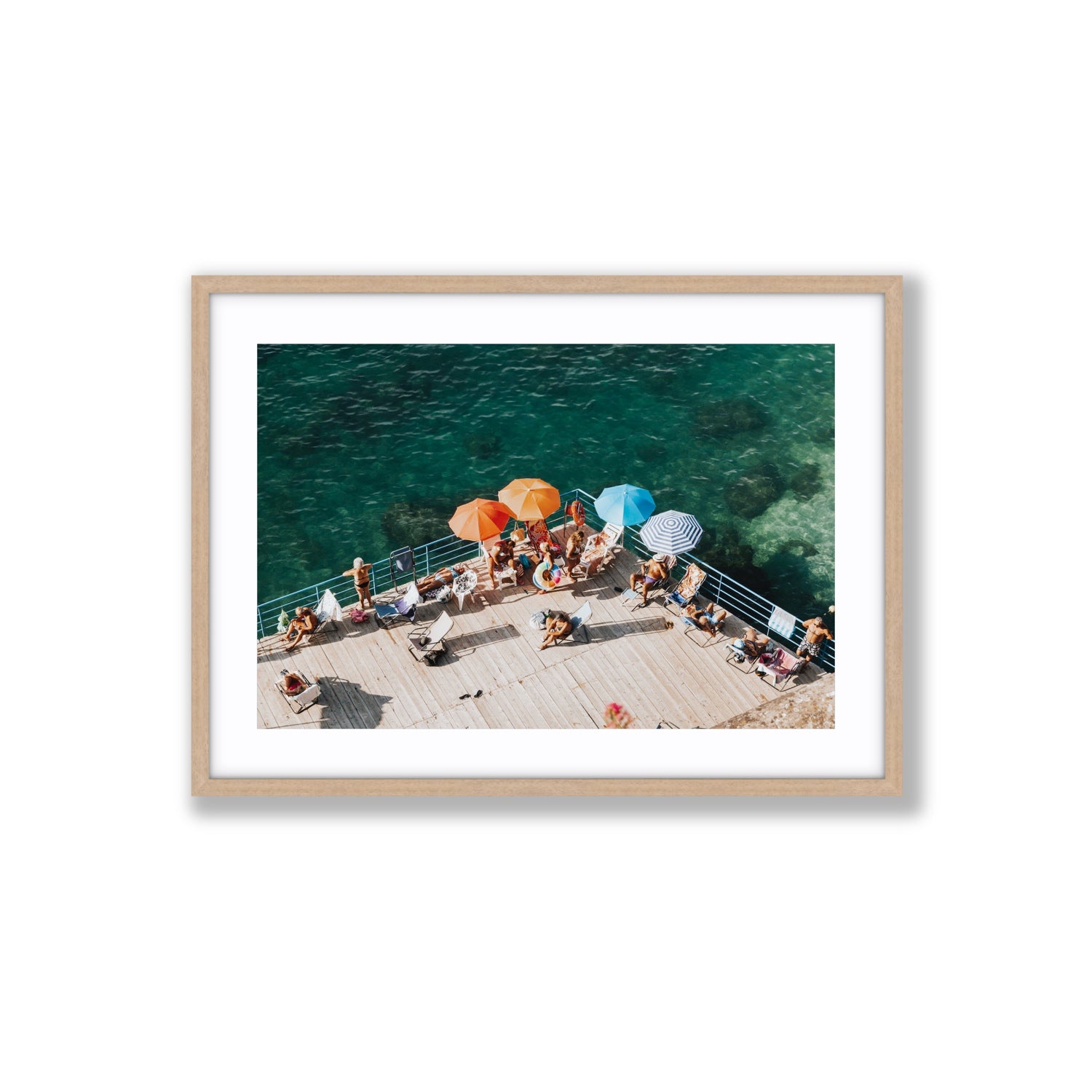 Il Dolce Far Niente Sorrento coastal wall art Large fine art print in natural oak frame with matboard