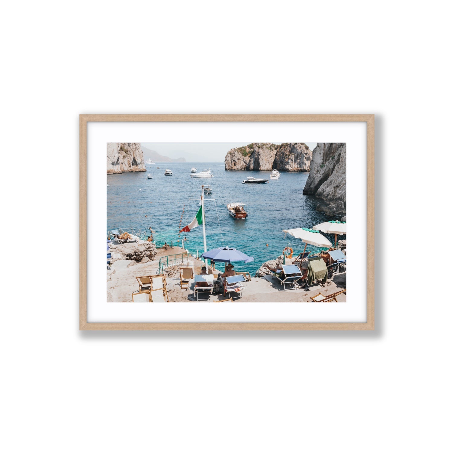 Smooth Sailing fine art print, Capri, Italy, Large, Natural Oak Frame · Matboard, Fine Art Print