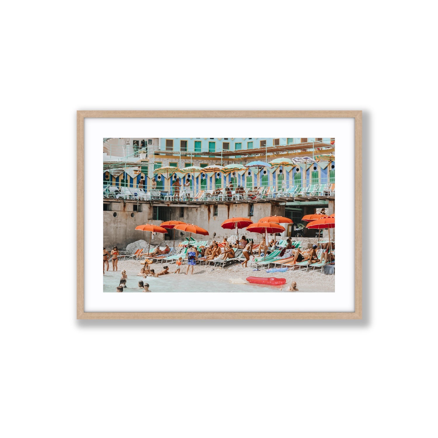 Umbrella Fiesta fine art print, Capri, Italy, Large, Natural Oak Frame · Matboard, Fine Art Print