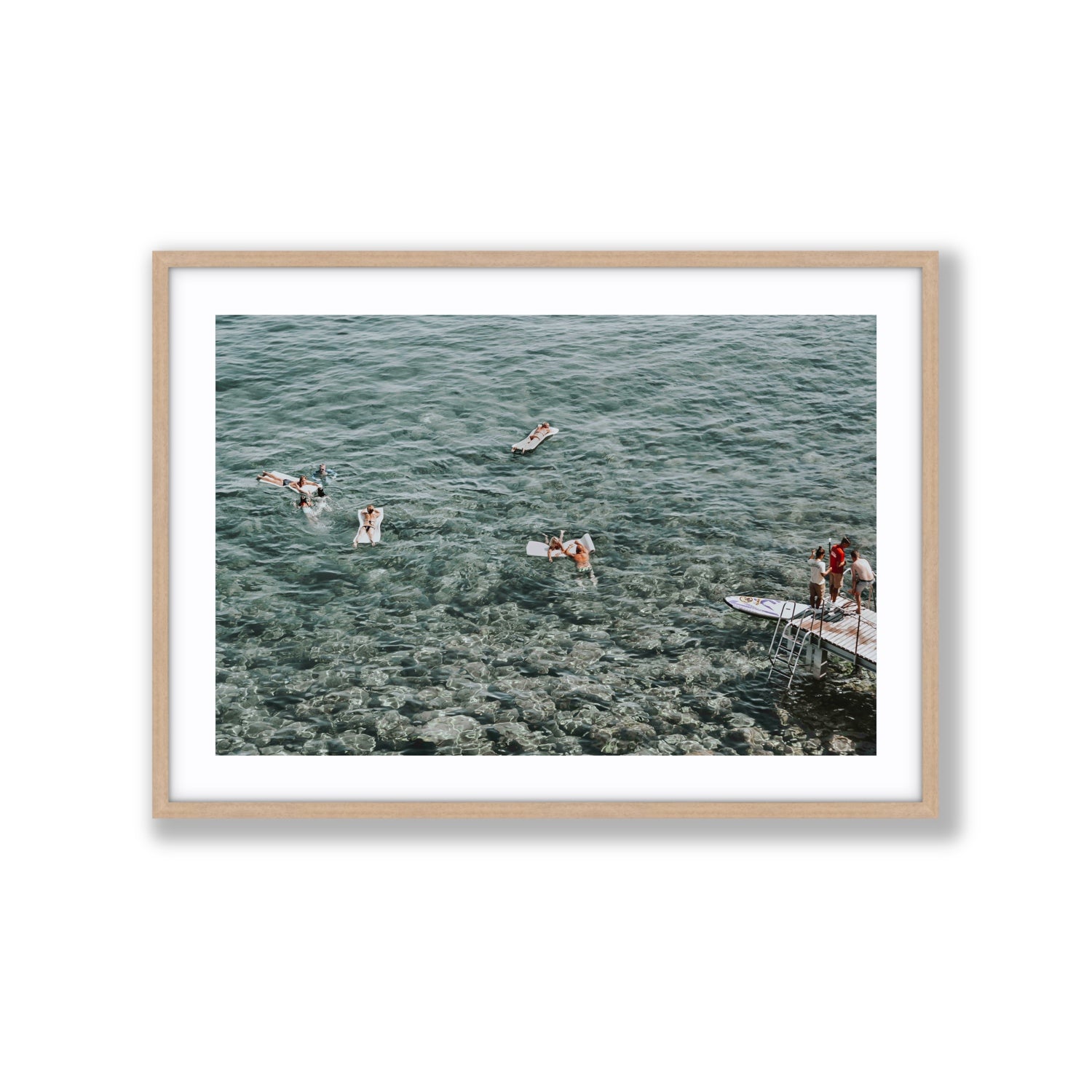 Having A Whale Of A Time Tuscany coastal wall art Extra Large fine art print in natural oak frame with matboard