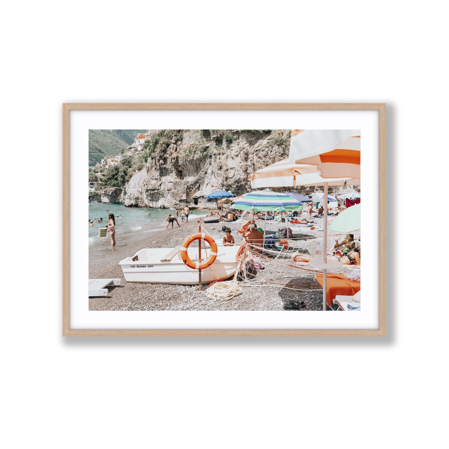 Bellezza By The Bay fine art print, Positano, Italy, Extra Large, Natural Oak Frame · Matboard, Fine Art Print