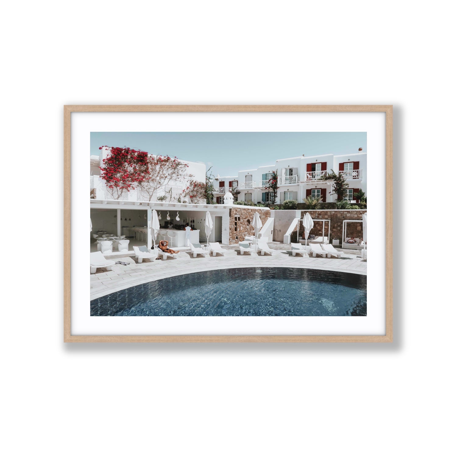Got The First Lounge fine art print, Mykonos, Greece, Extra Large, Natural Oak Frame · Matboard, Fine Art Print