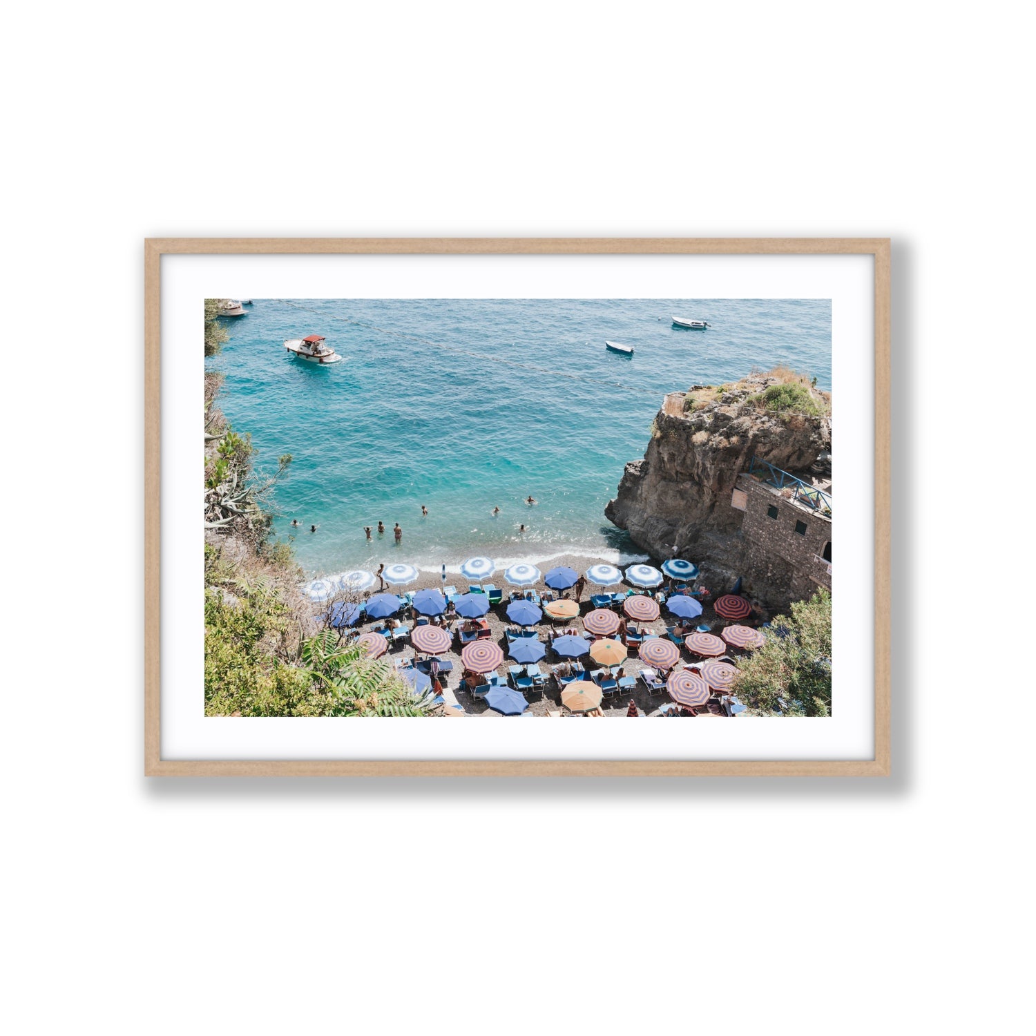 The Cove fine art print, Positano, Italy, Extra Large, Natural Oak Frame · Matboard, Fine Art Print
