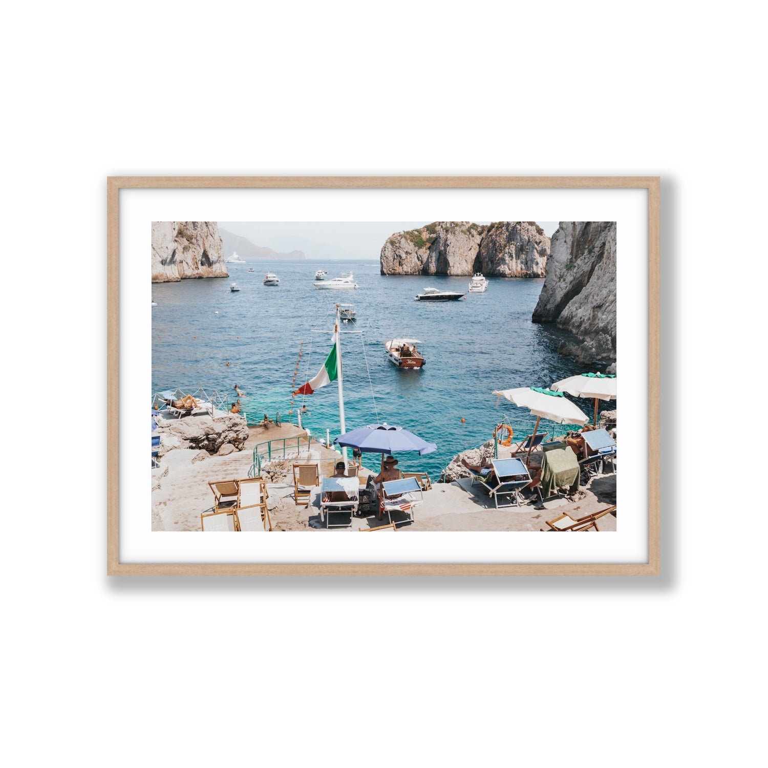 Smooth Sailing fine art print, Capri, Italy, Extra Large, Natural Oak Frame · Matboard, Fine Art Print