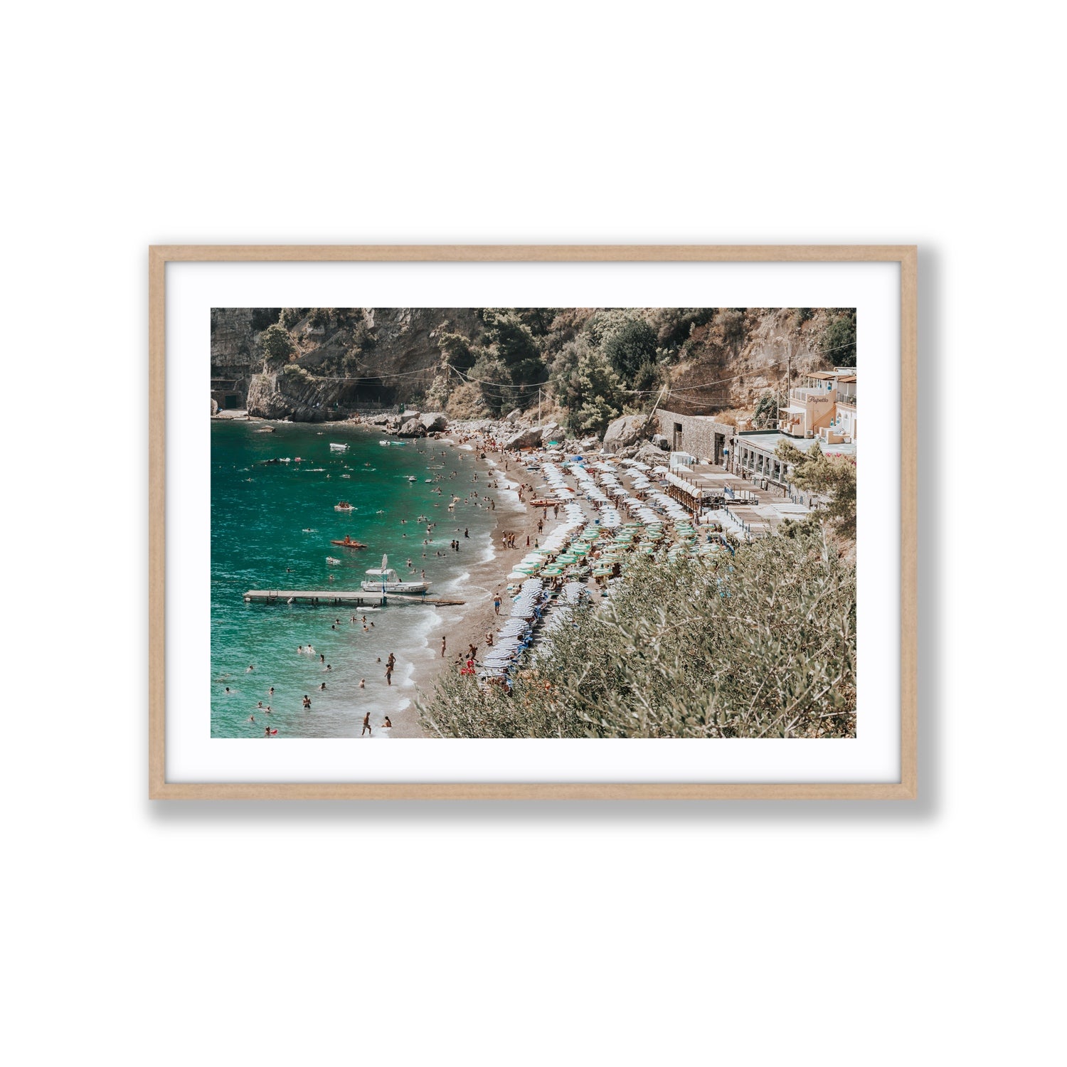 Fornillo Beach fine art print, Positano, Italy, Extra Large, Natural Oak Frame · Matboard, Fine Art Print