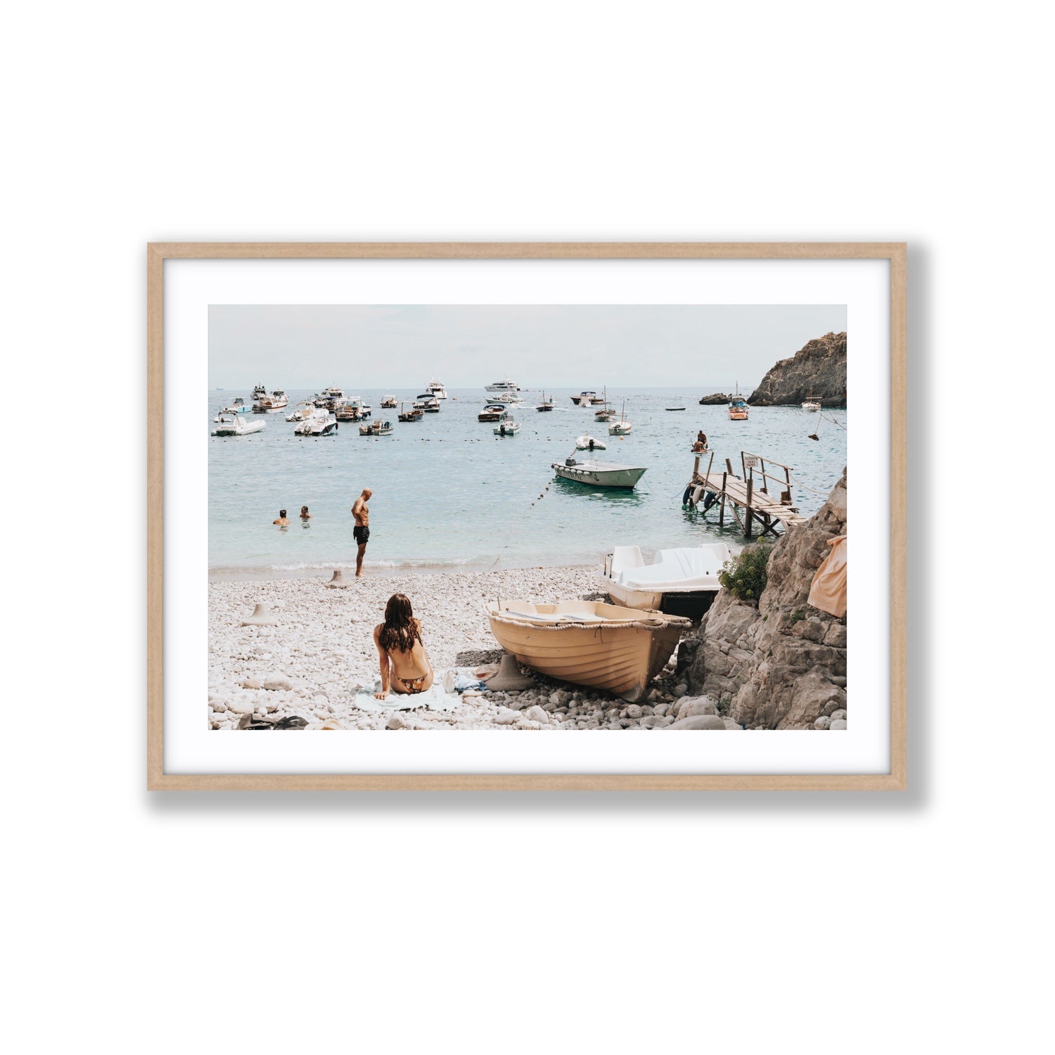 L'Osservatore Nerano wall art Extra Large fine art print in natural oak frame with matboard