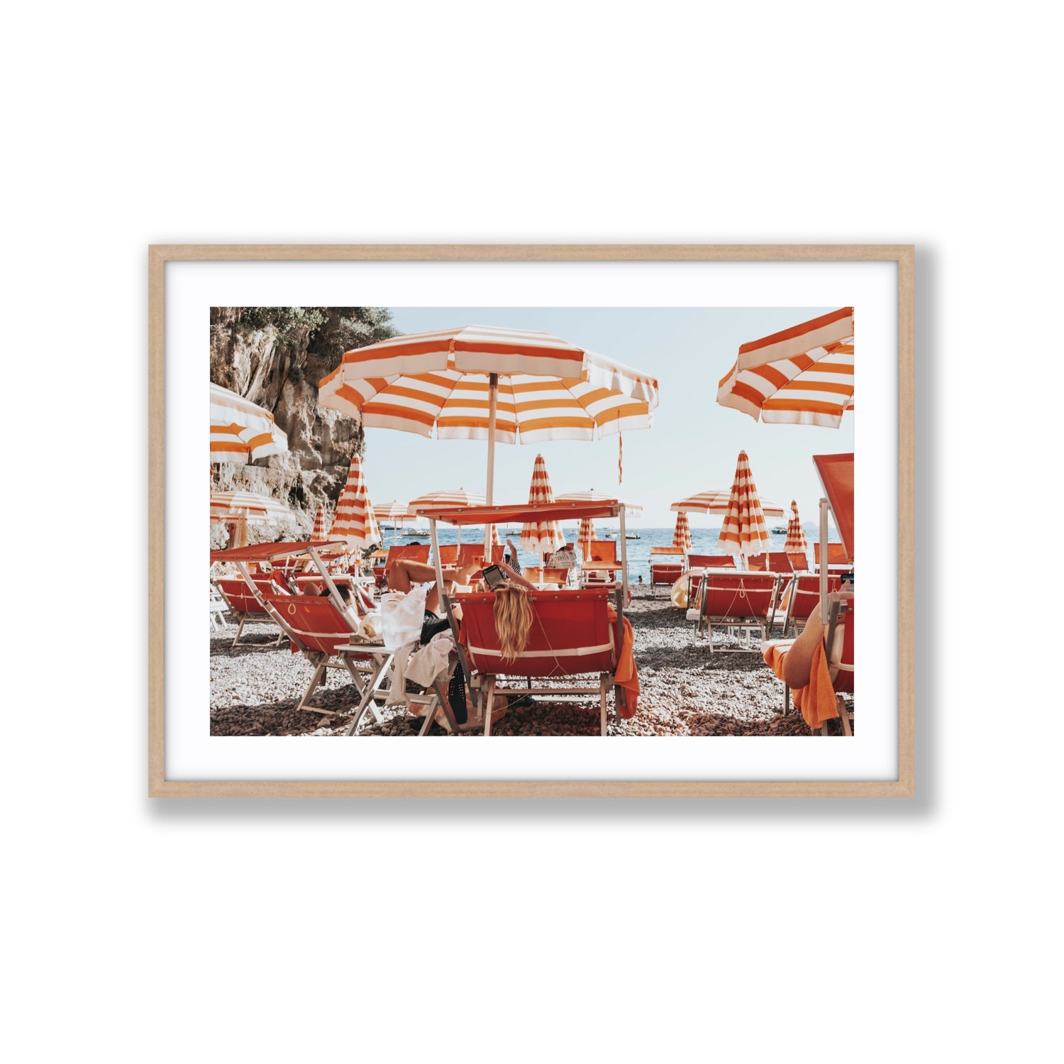 Digital Dreamer fine art print, Positano, Italy, Extra Large, Natural Oak Frame · Matboard, Fine Art Print