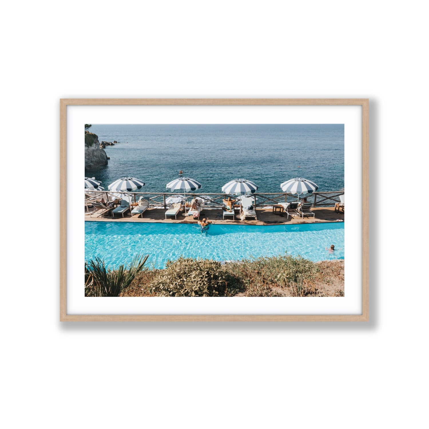 Hues Of Blues fine art print, Ischia, Italy, Extra Large, Natural Oak Frame · Matboard, Fine Art Print
