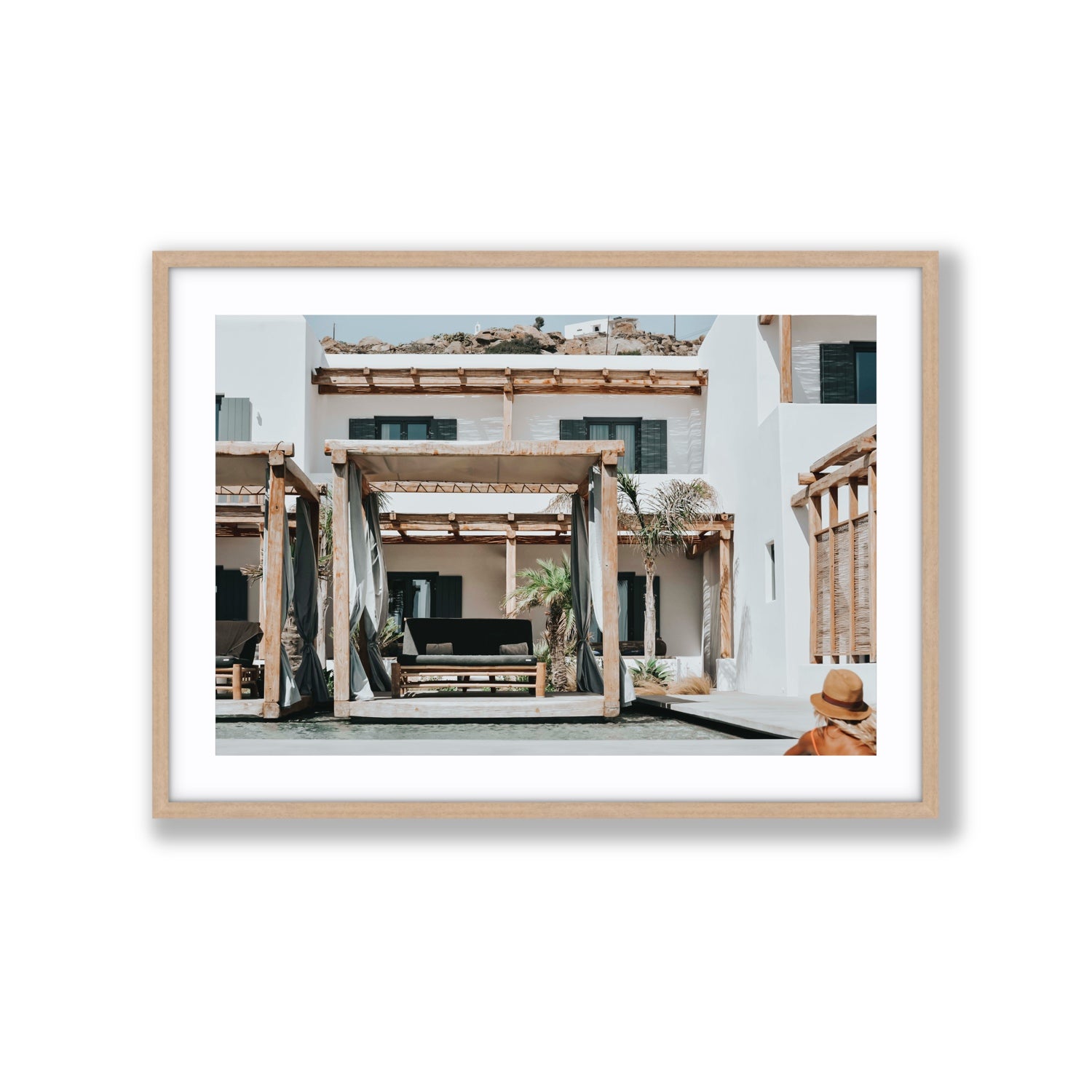 Dream Villa fine art print, Mykonos, Greece, Extra Large, Natural Oak Frame · Matboard, Fine Art Print