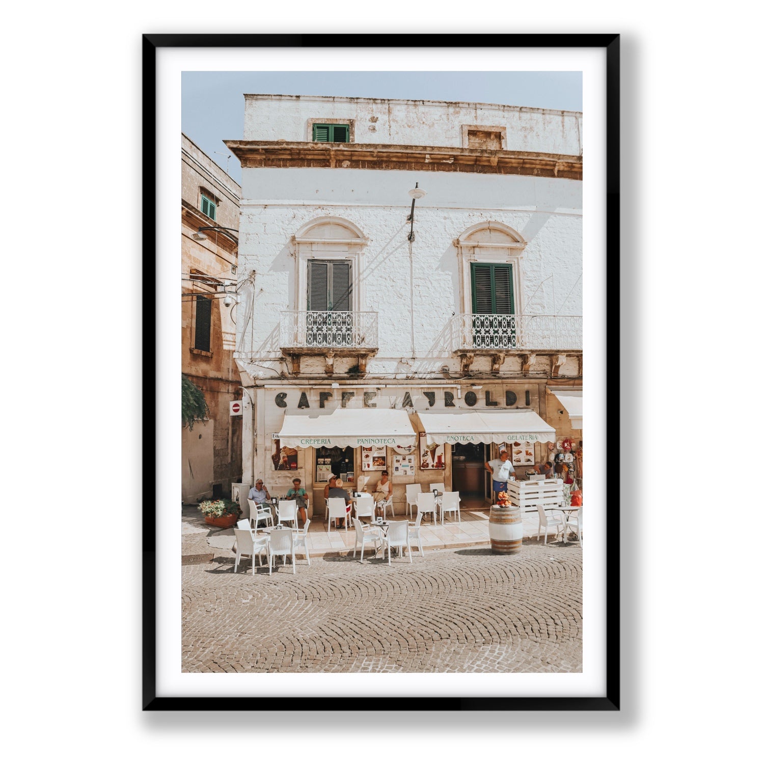 L'Ora di Pranzo Puglia L’Ora di Pranzo Italian art print Statement fine art print in black frame with matboard