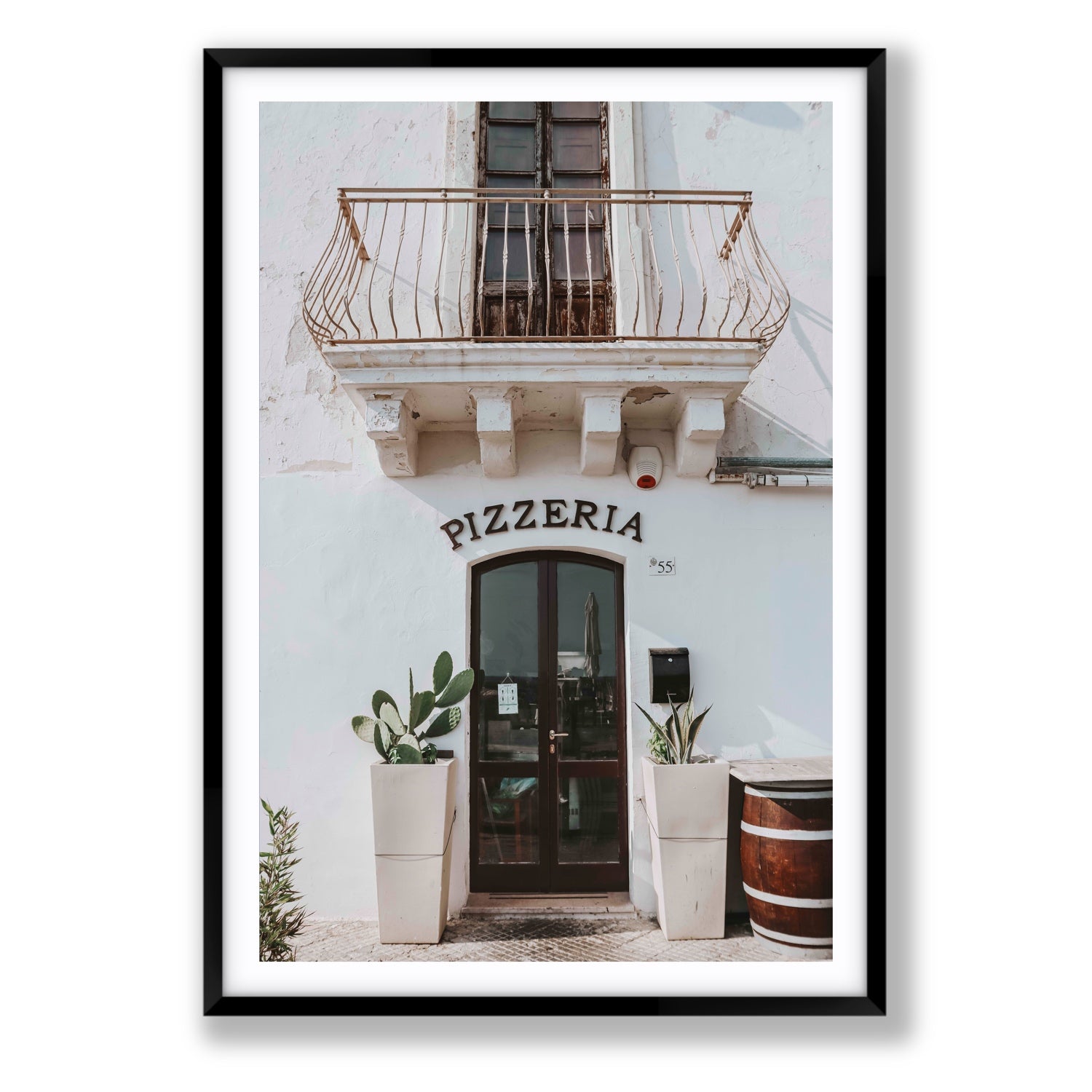 Pizzeria Puglia Italian wall art Statement fine art print in black frame with matboard