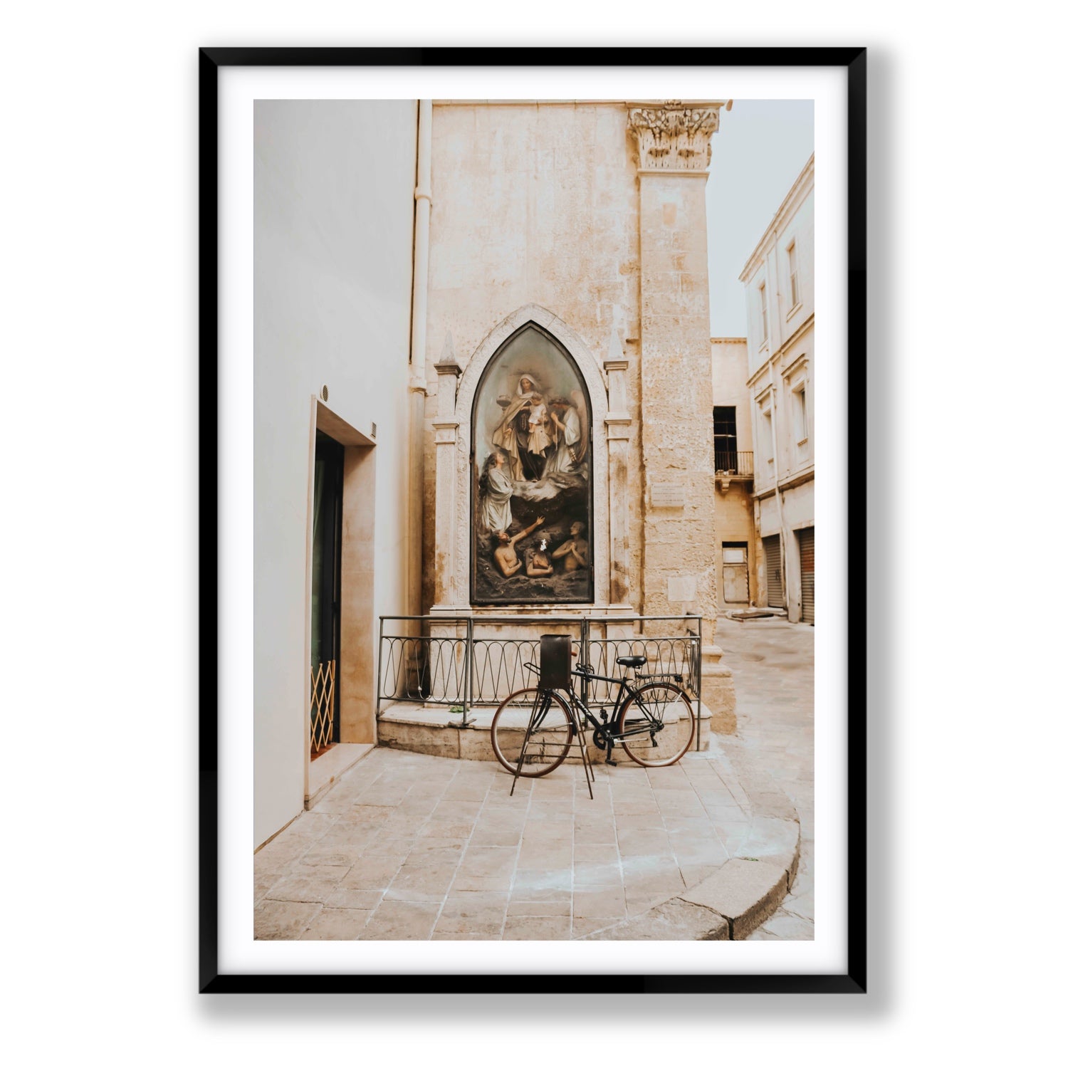 La Chiesa Puglia Otranto Italian wall art Statement fine art print in black frame with matboard