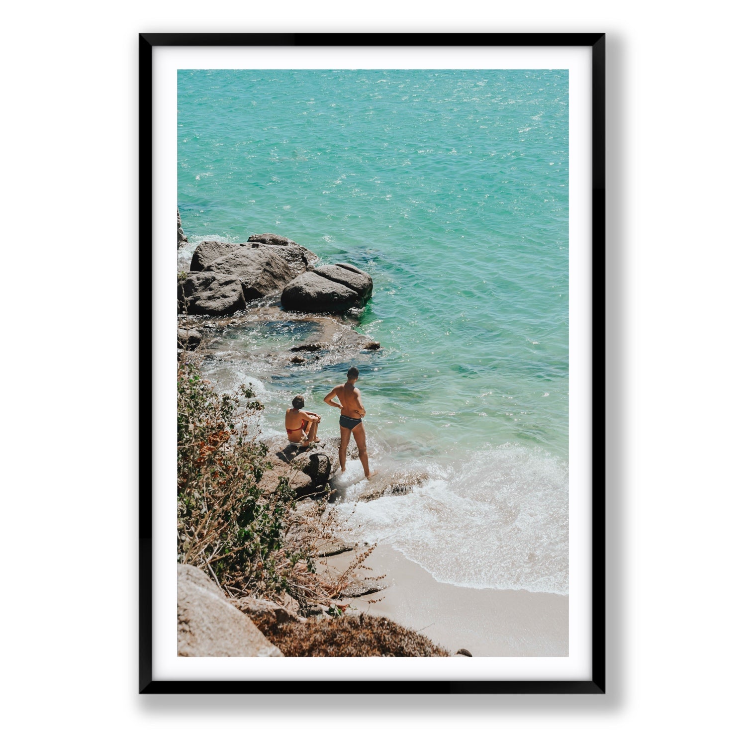 Scene Stealers Mykonos Greek island wall art Statement fine art print in black frame with matboard