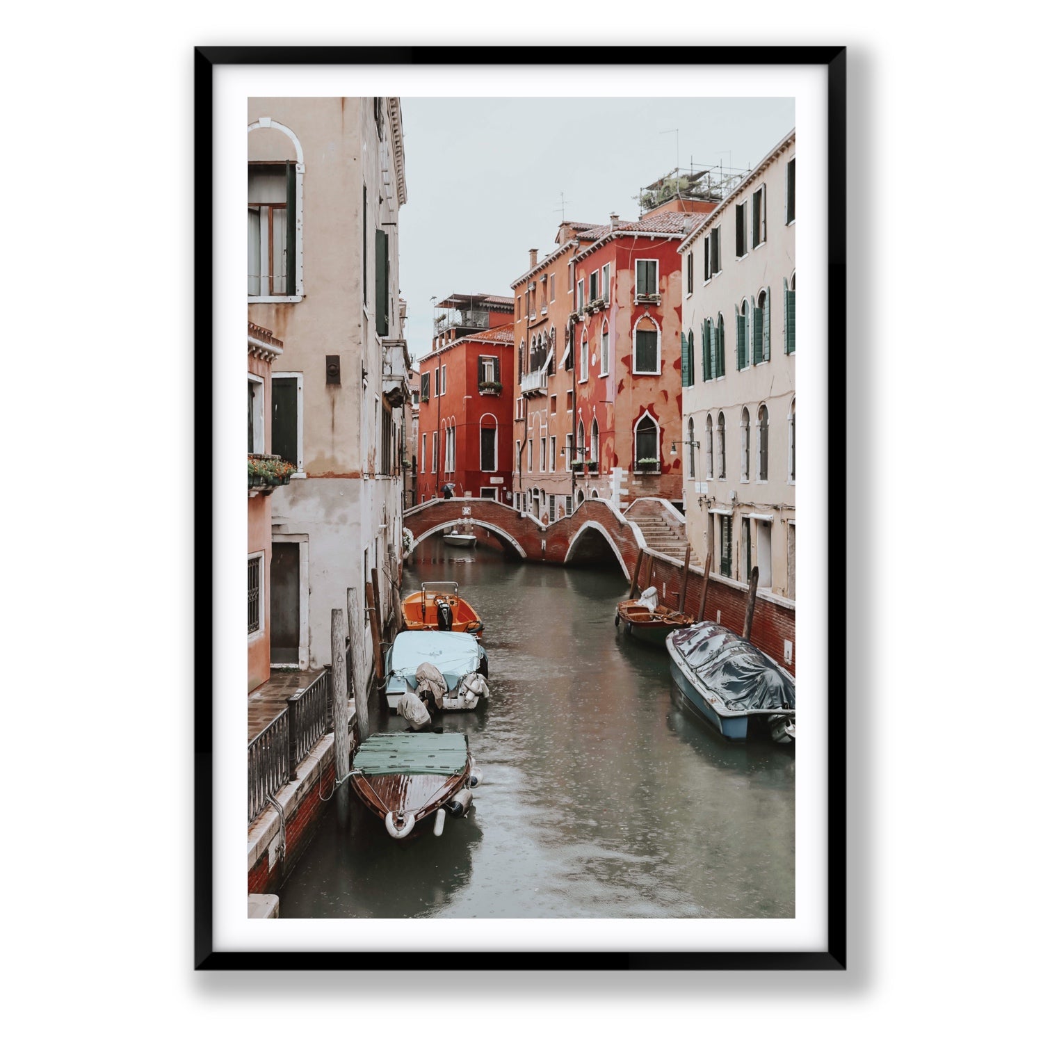 City of Water Venice Italian Mediterranean decor wall art Statement fine art print in black frame with matboard