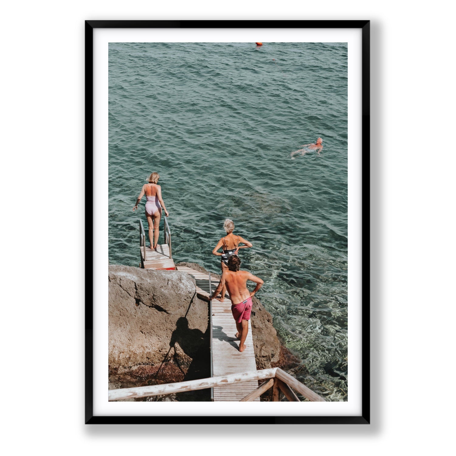 Freewheeling Spirit Tuscany coastal Italian wall art Statement fine art print in black frame with matboard