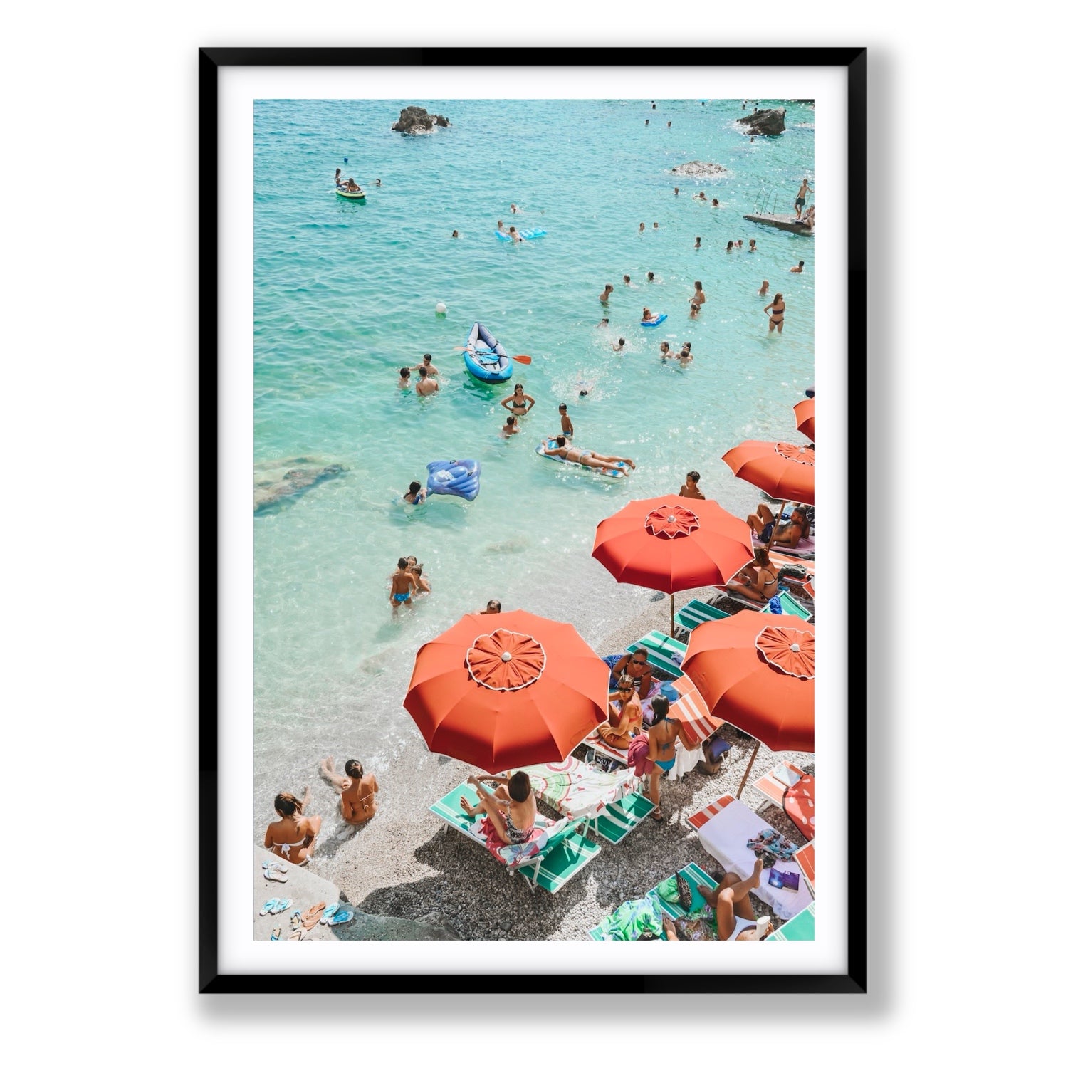 Easy Street Capri Italian beach wall art Statement fine art print in black frame with matboard