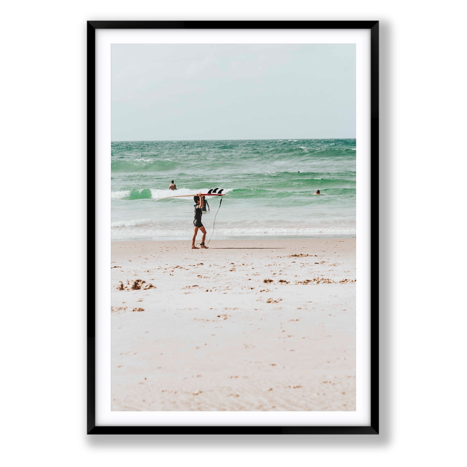 Grommet Byron Bay Surf coastal wall art Statement fine art print in black frame with matboard