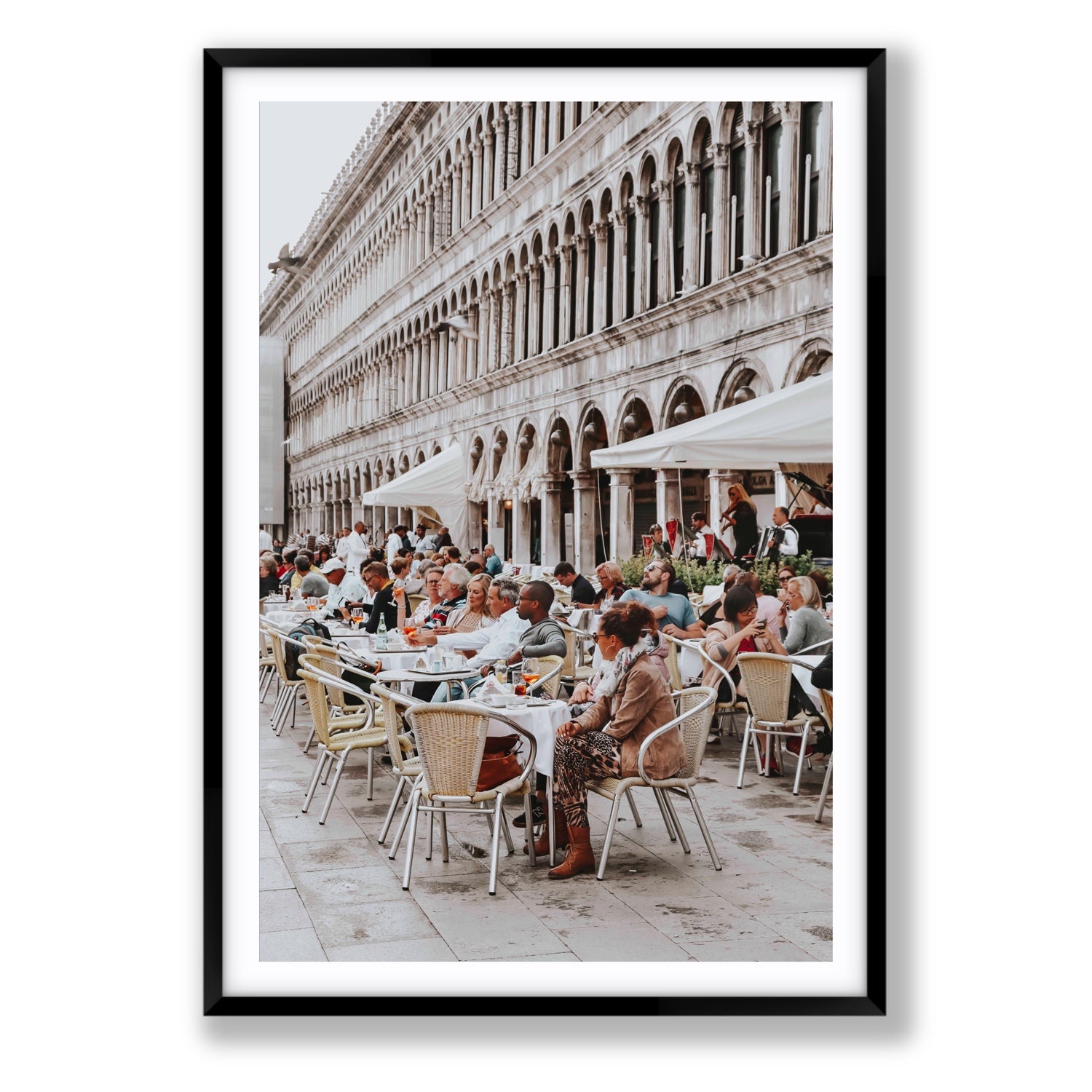 Lunchbreak Venice Italian wall art Statement fine art print in black frame with matboard