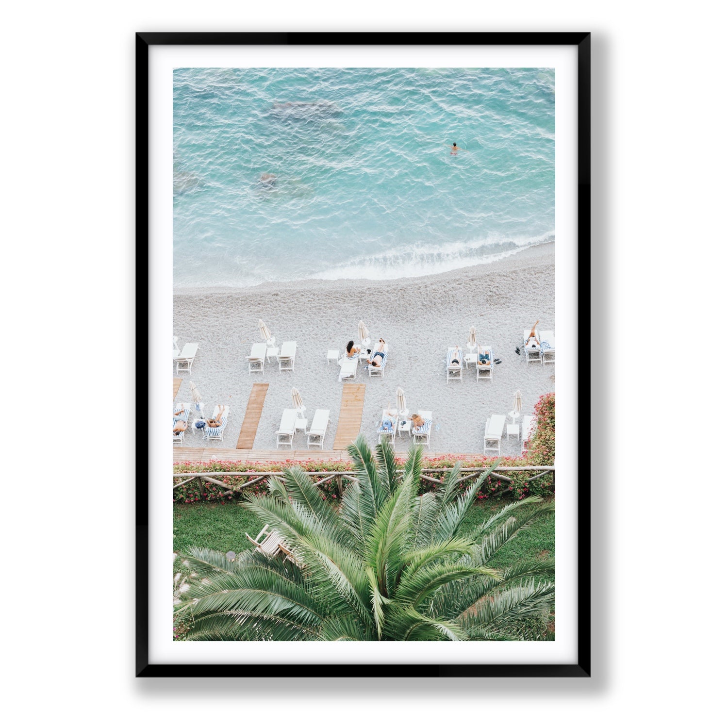 Paradiso Amalfi Mediterranean wall art Statement fine art print in black frame with matboard