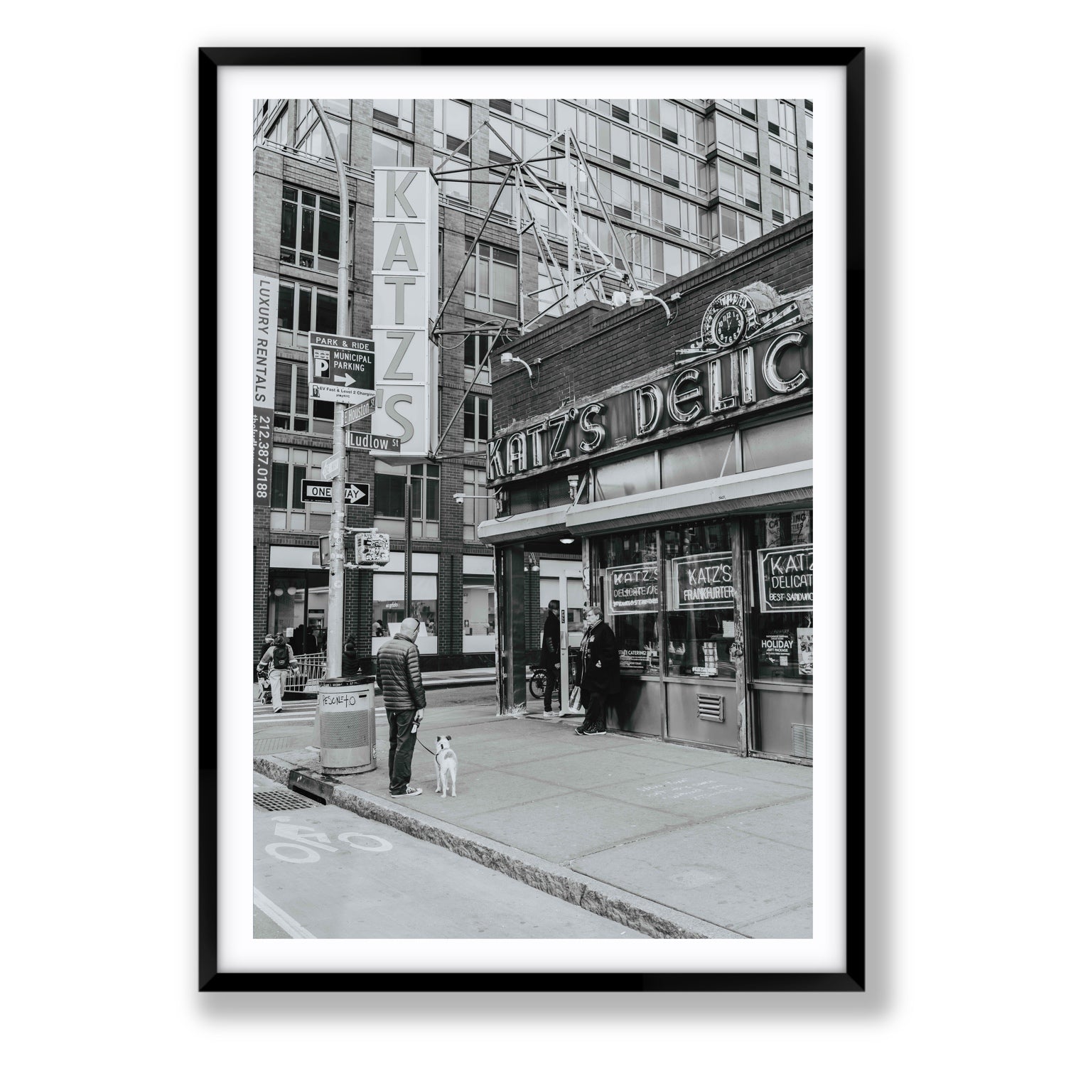 Graphite Gotham New York NYC Black & White wall art Statement fine art print in black frame with matboard