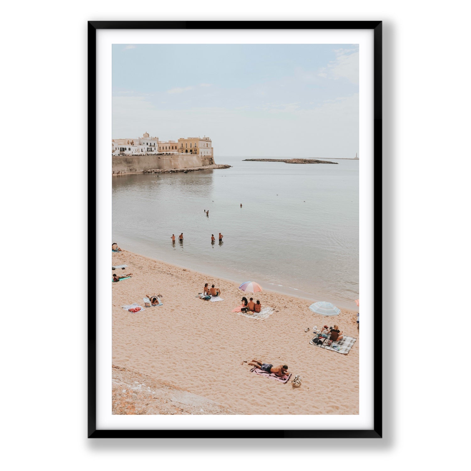 Spiaggia della Purita Puglia coastal art print Statement fine art print in black frame with matboard