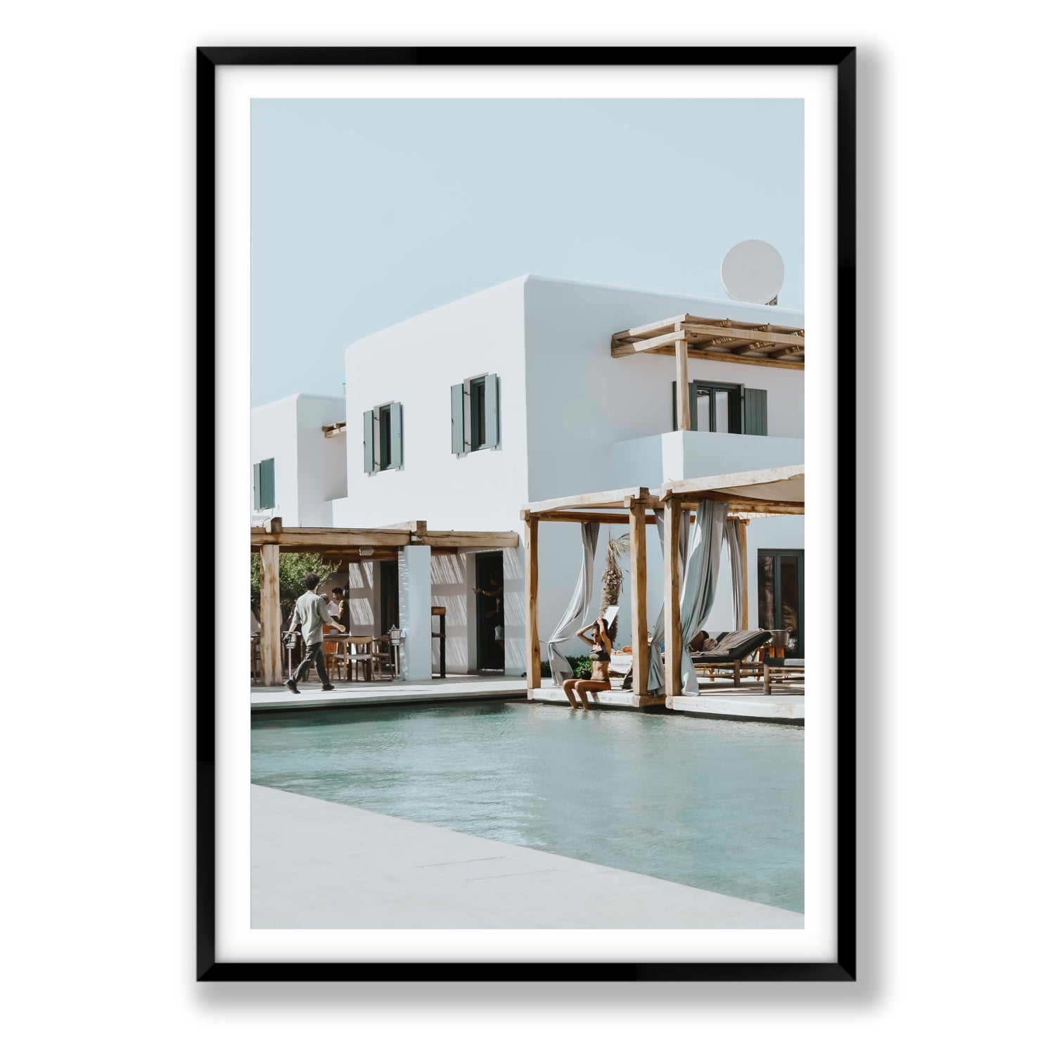 Aphrodite Mykonos Greek island wall art Statement fine art print in black frame with matboard